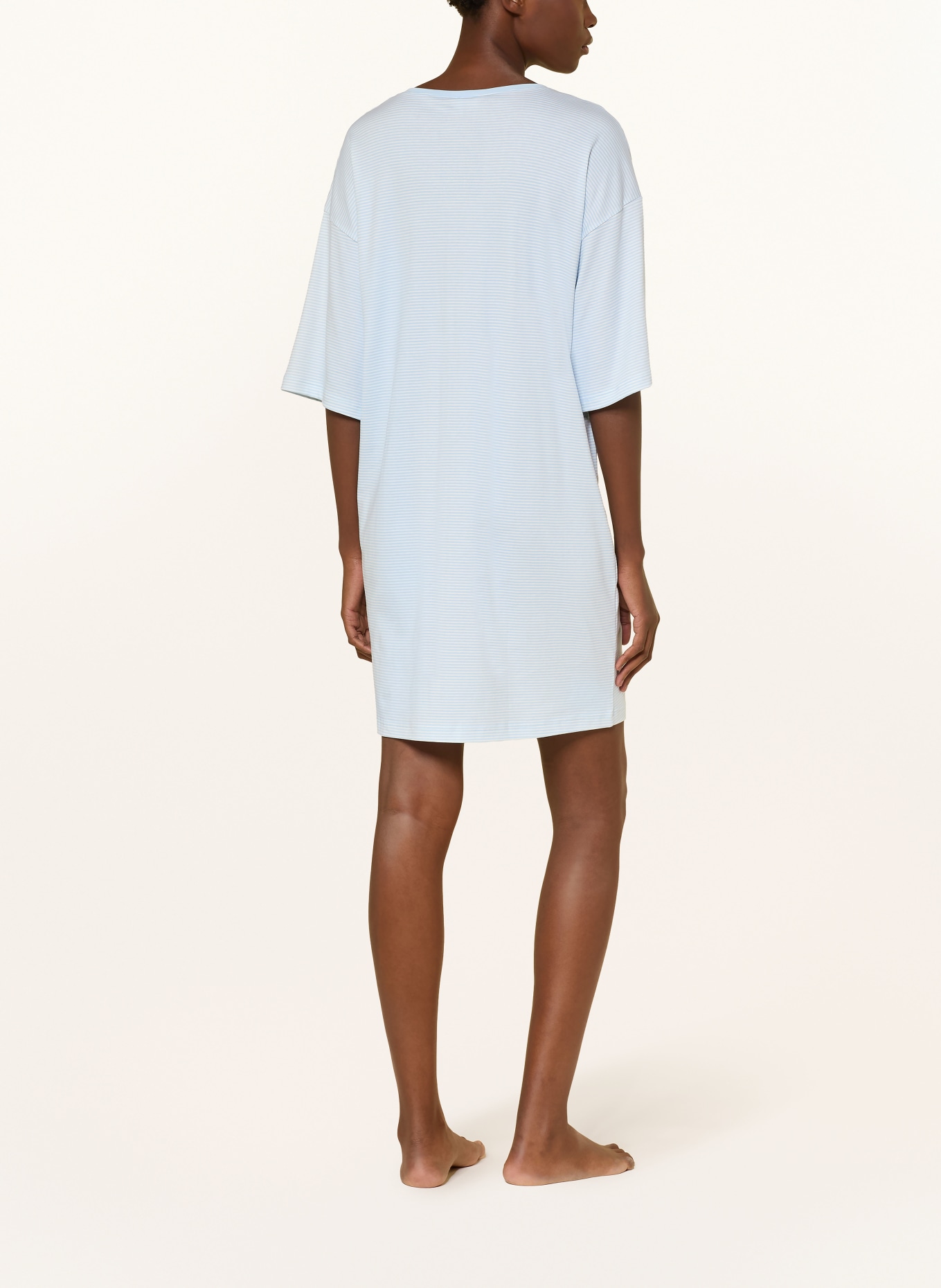 mey Nachthemd SIMPLE STRIPES mit 3/4-Arm: HELLBLAU / WEISS