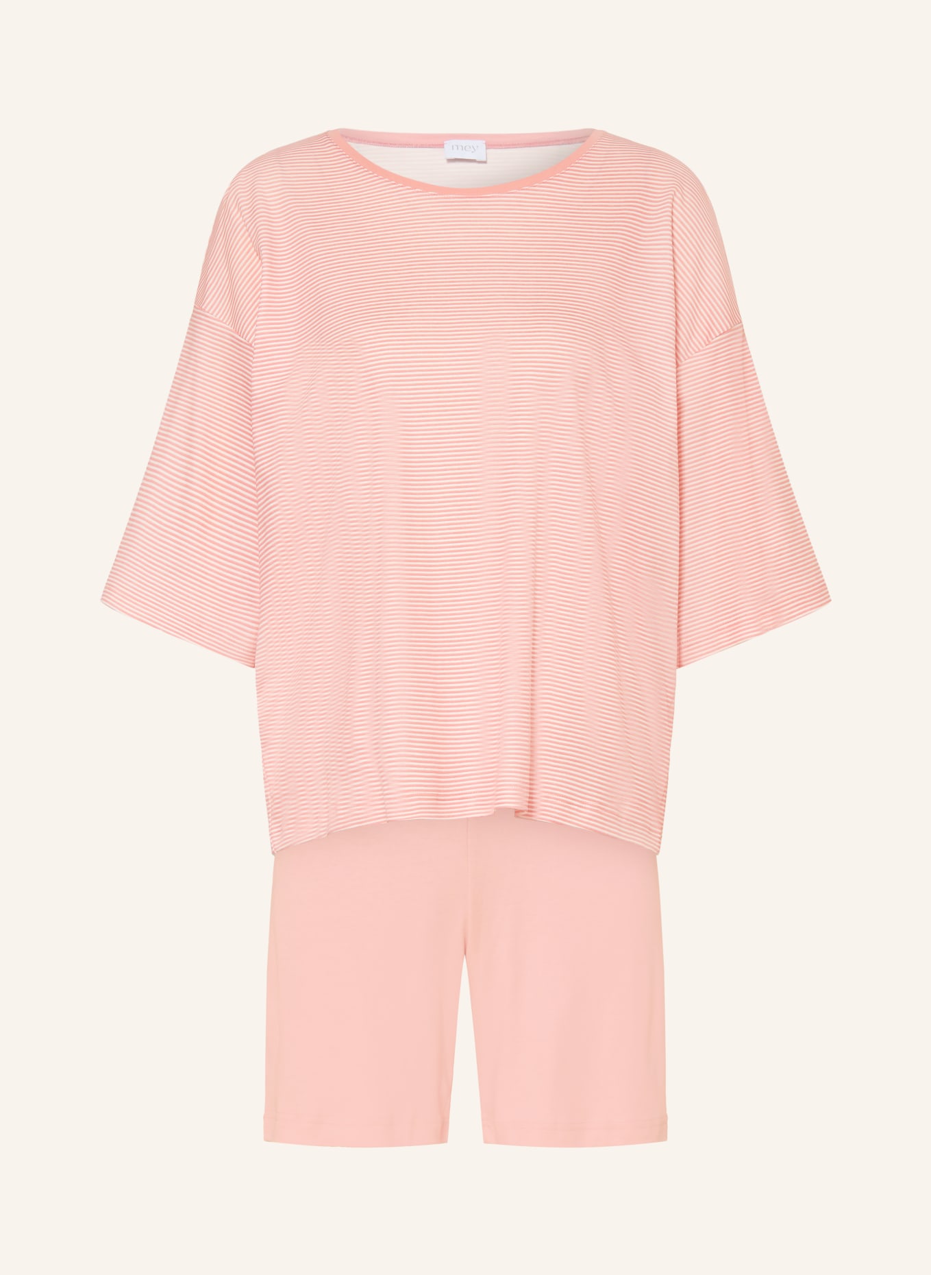 mey Shorty-Schlafanzug Serie SIMPLE STRIPES: ROSÉ / ECRU