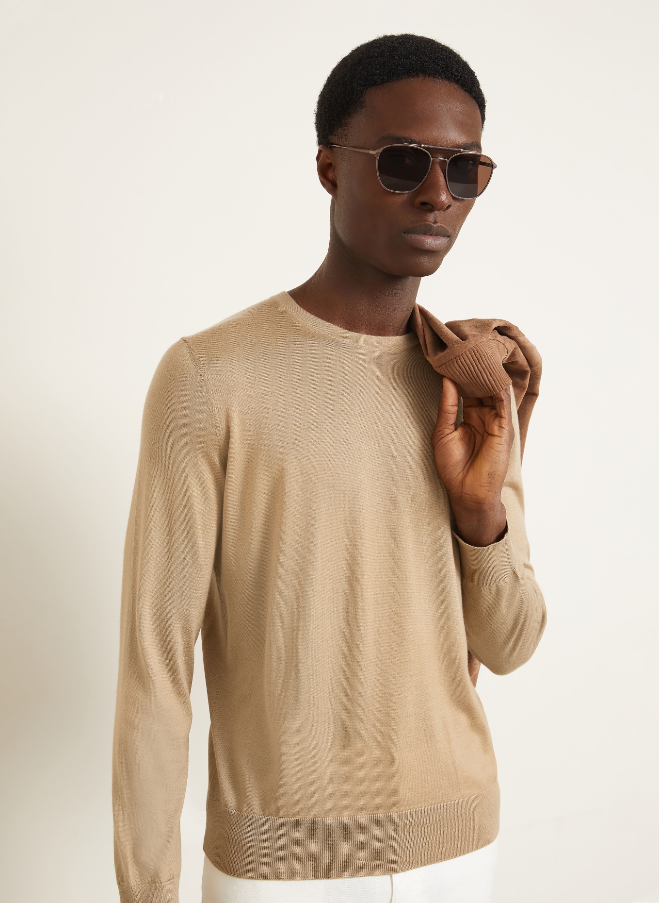 ZEGNA Kasjmier trui met zijde: BEIGE