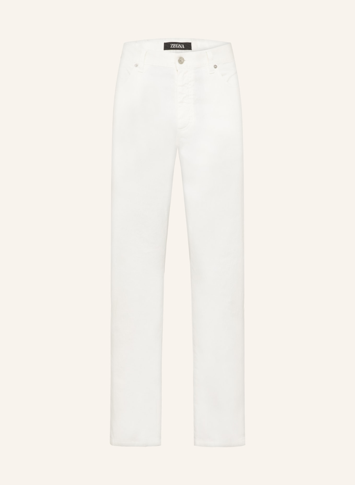 ZEGNA Slim fit broek met linnen: N01 WHITE SOLID