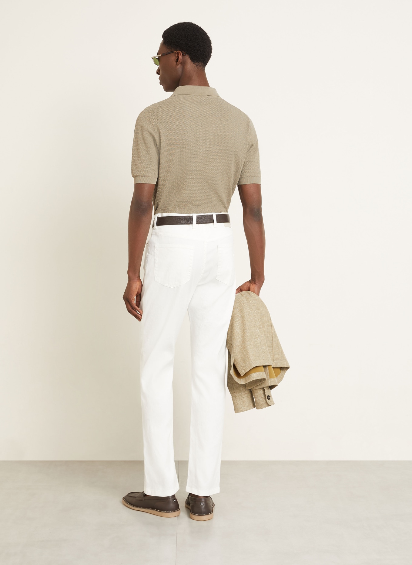 ZEGNA Slim fit broek met linnen: N01 WHITE SOLID
