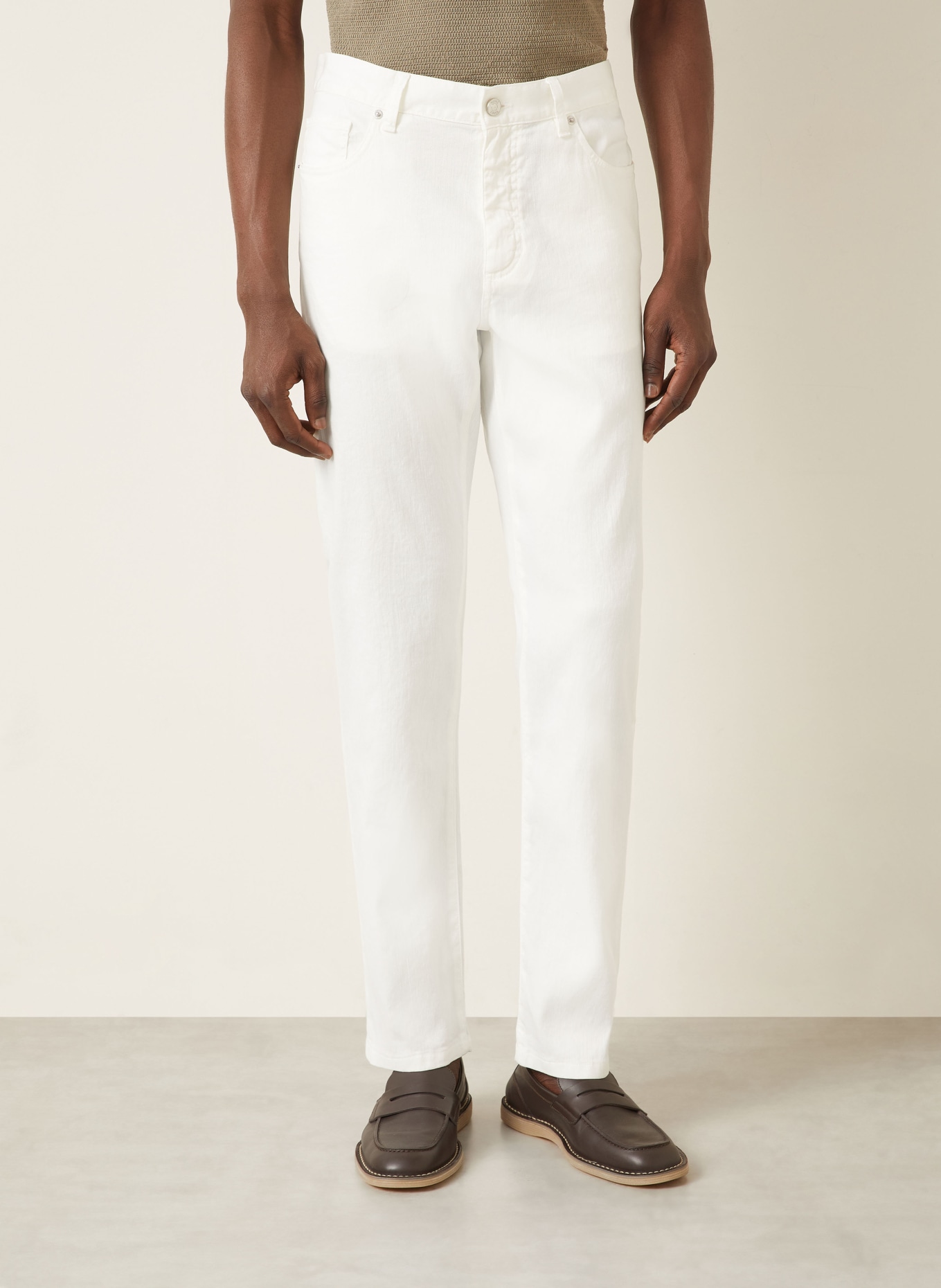 ZEGNA Slim fit broek met linnen: N01 WHITE SOLID