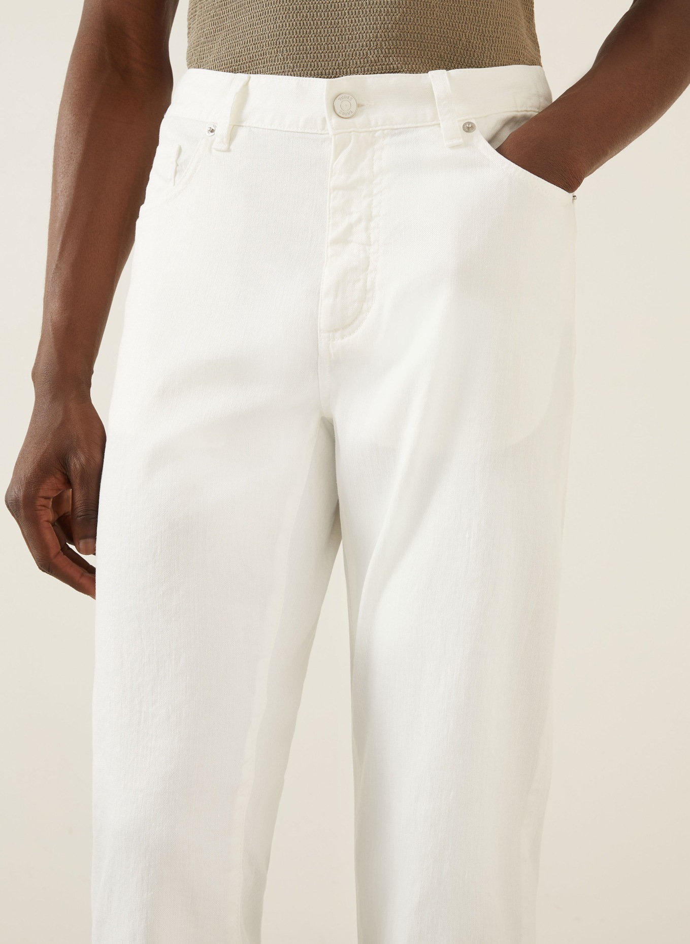 ZEGNA Slim fit broek met linnen: N01 WHITE SOLID