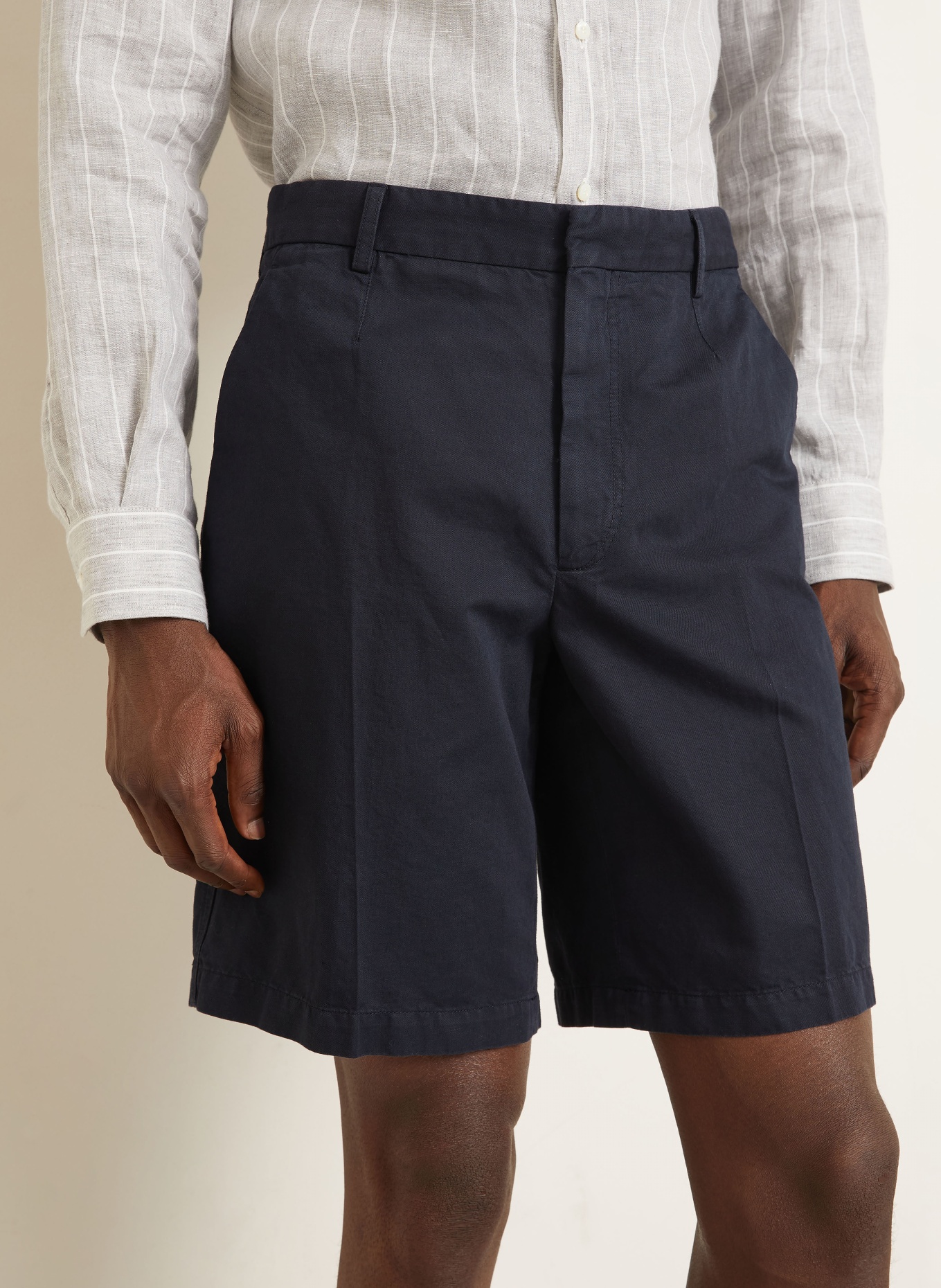 ZEGNA Linen shorts: DARK BLUE