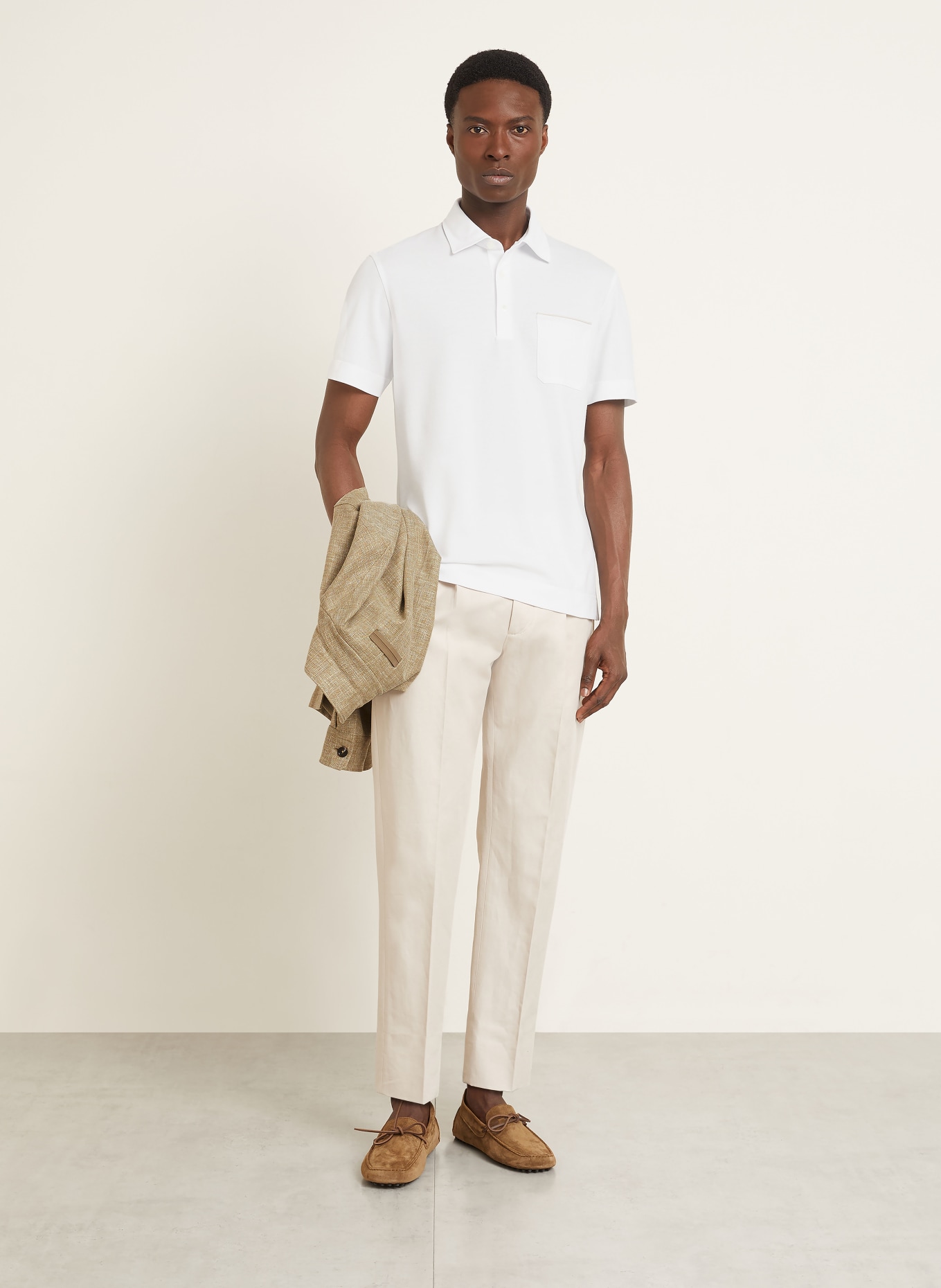 ZEGNA piqué polo shirt: WHITE