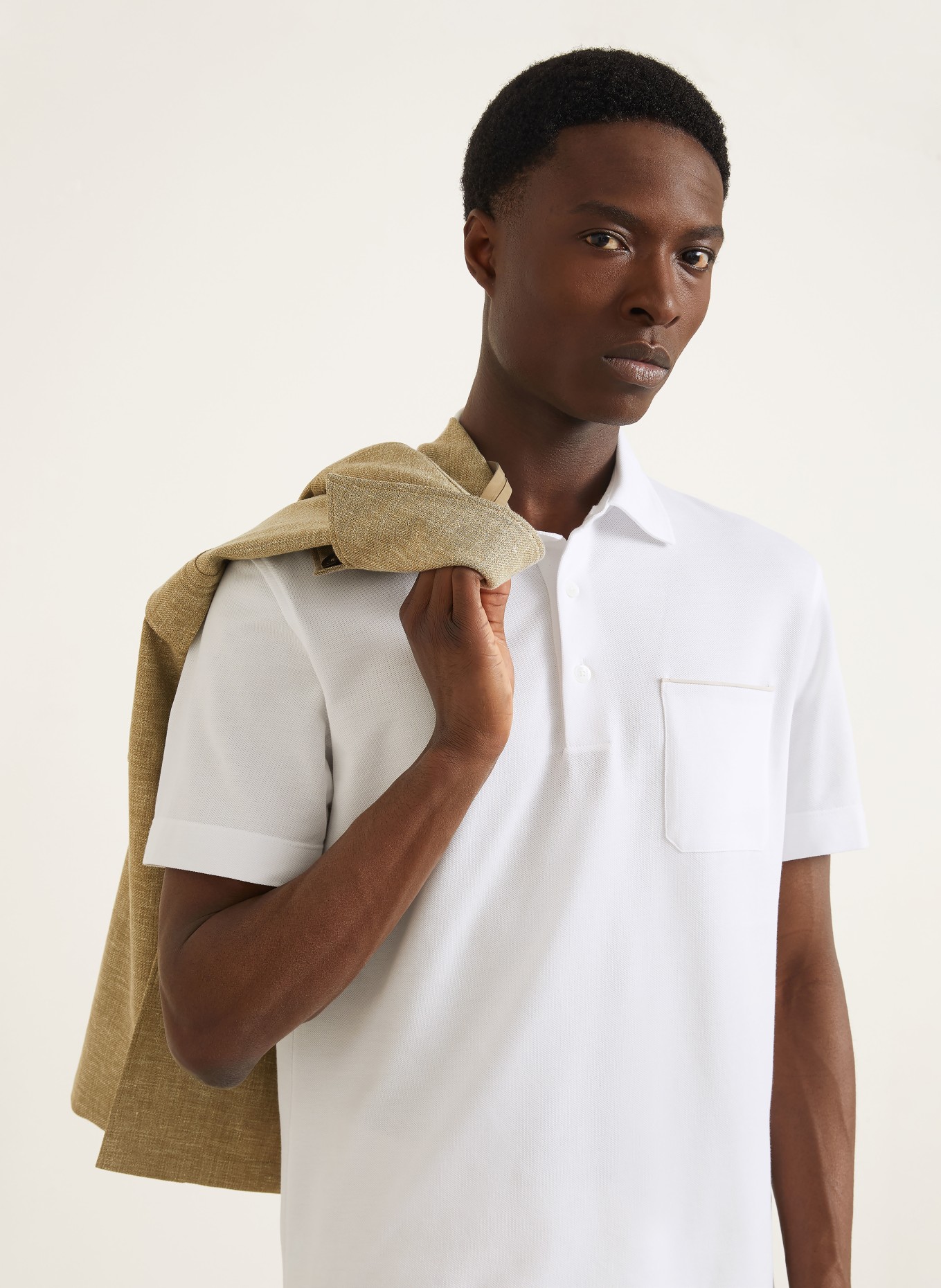 ZEGNA piqué polo shirt: WHITE