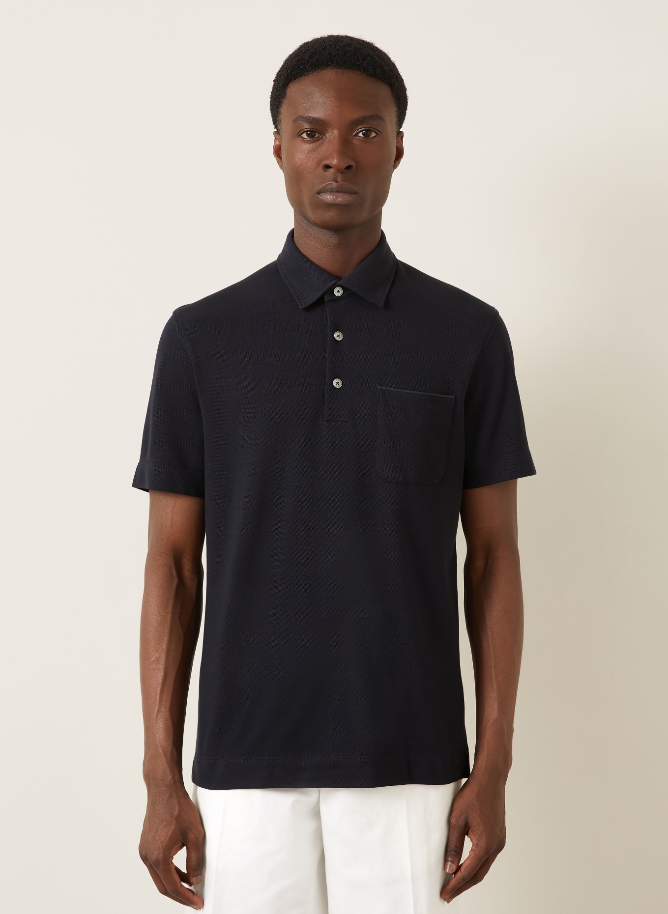 ZEGNA piqué polo shirt: DARK BLUE