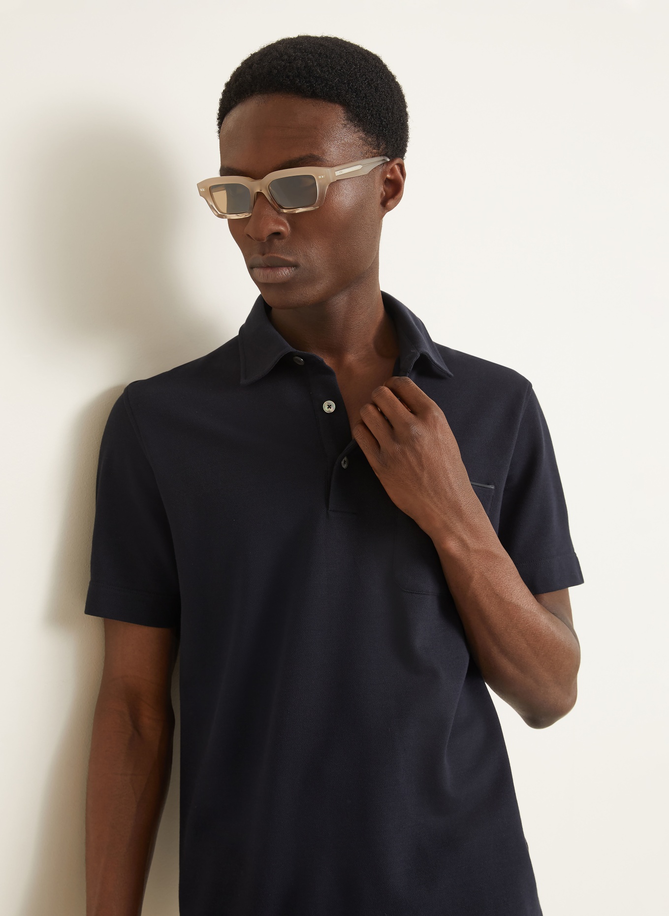 ZEGNA piqué polo shirt: DARK BLUE