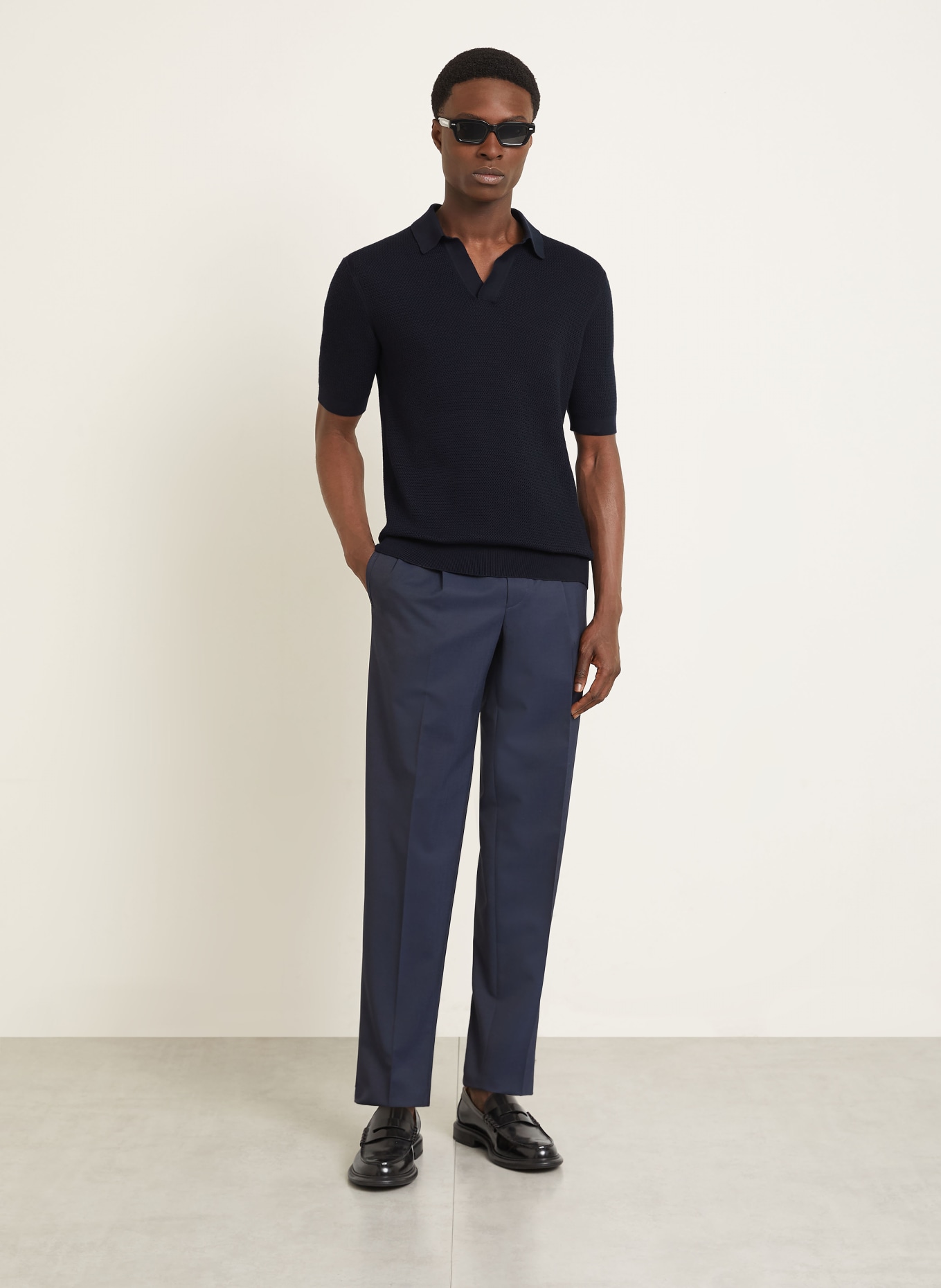 ZEGNA Strick-Poloshirt: DUNKELBLAU