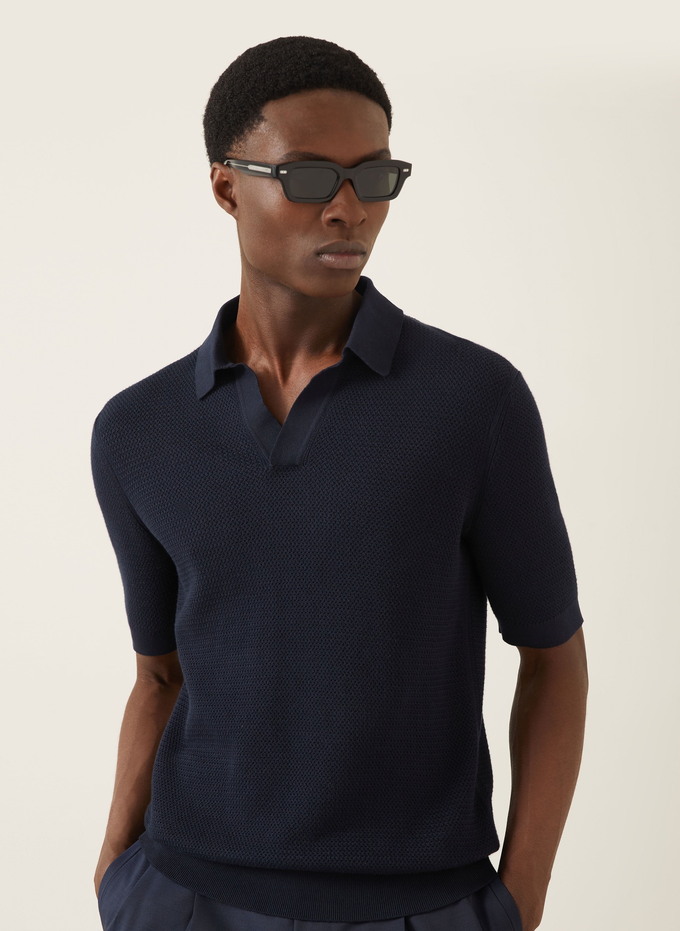ZEGNA Strick-Poloshirt: DUNKELBLAU