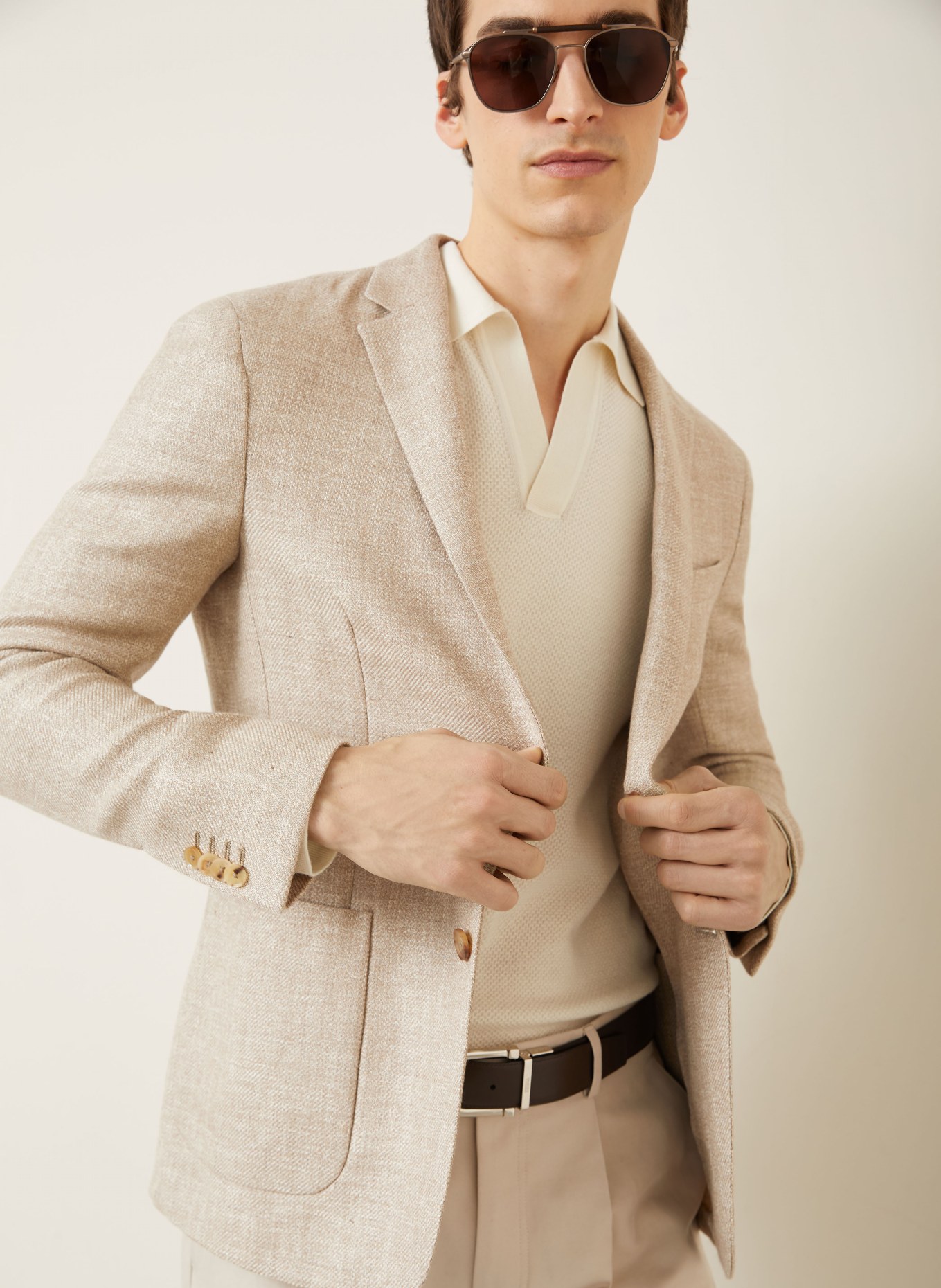 ZEGNA Extra slim fit jacket with linen: BEIGE
