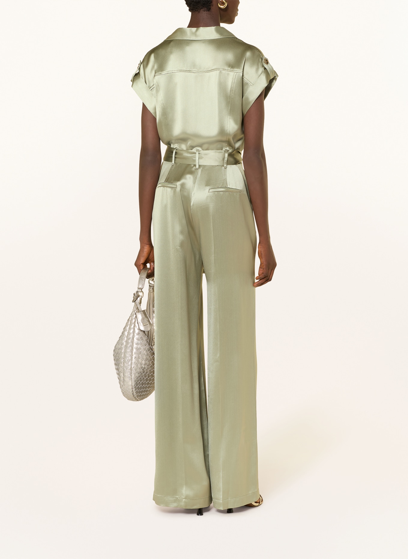 GUESS FLORA satin jumpsuit: GREEN
