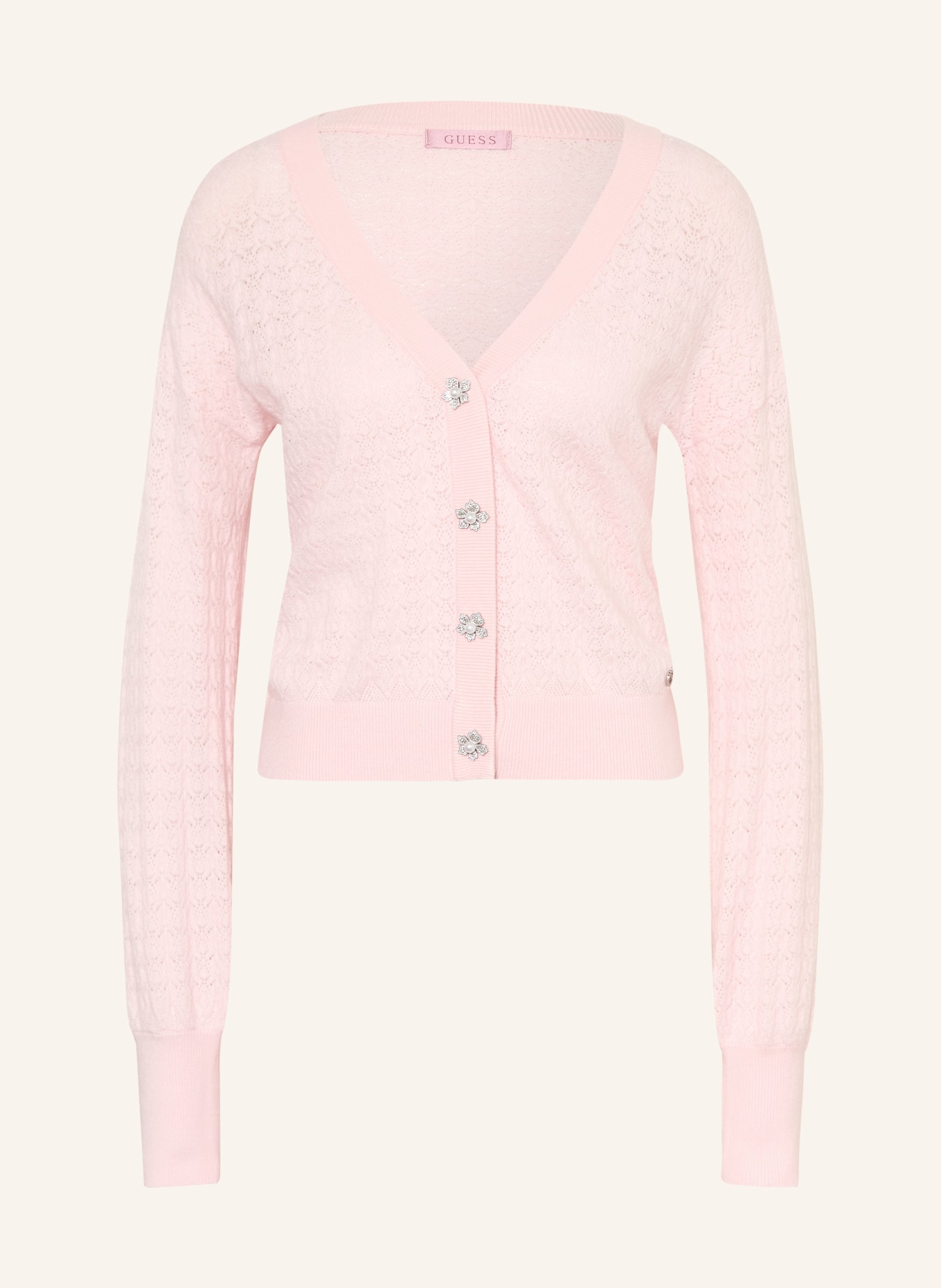 GUESS Sweter NINA z kamieniami ozdobnymi: JASNORÓŻOWY