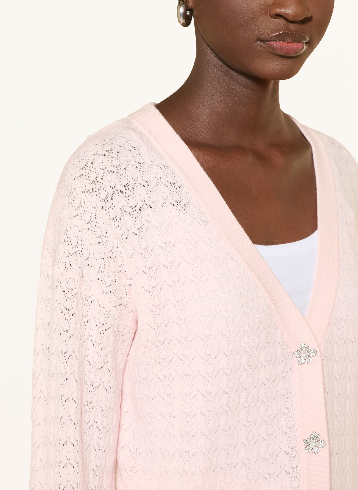 GUESS Sweter NINA z kamieniami ozdobnymi: JASNORÓŻOWY