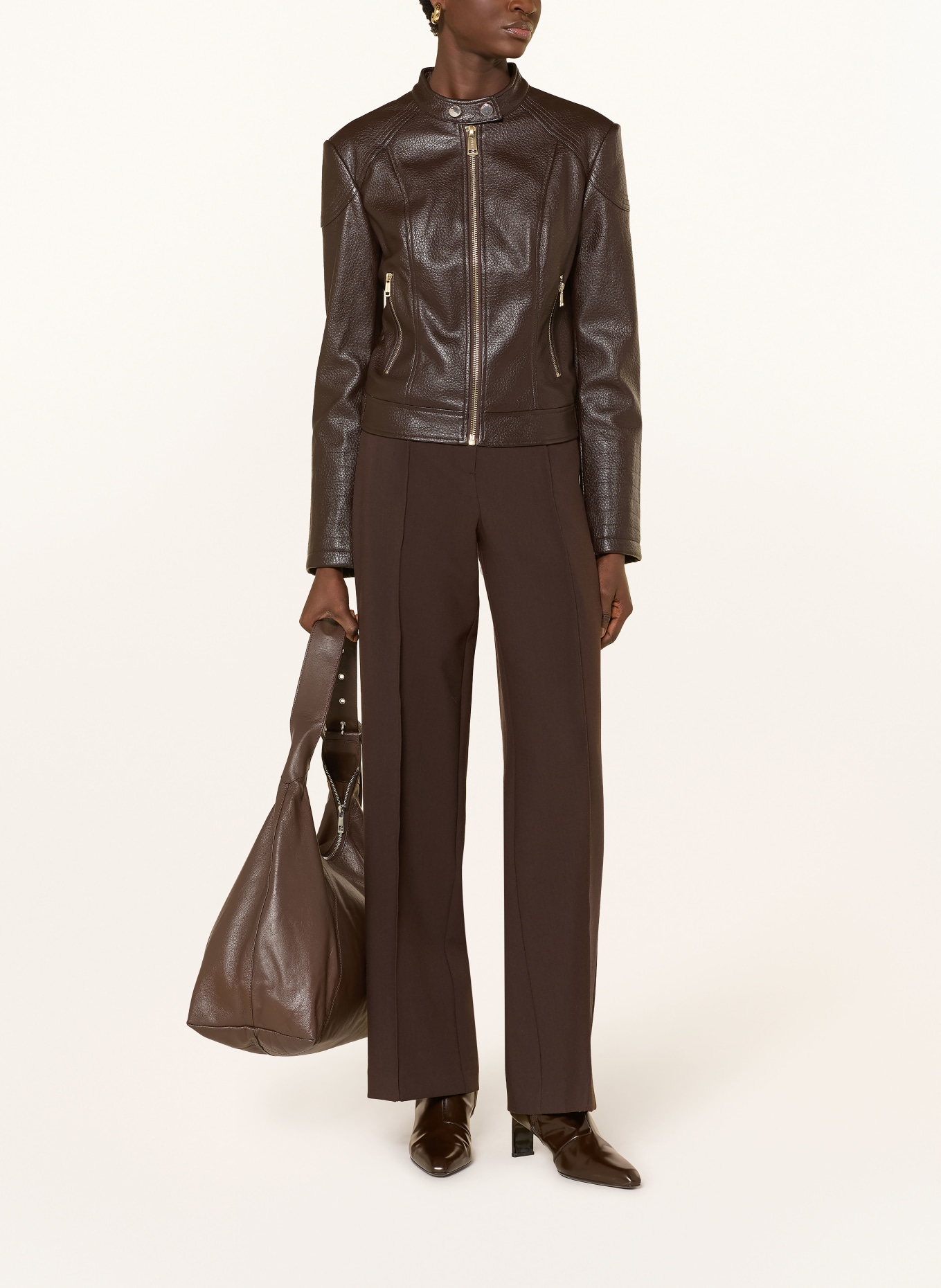 GUESS MARLENE Jacket in faux leather: DARK BROWN