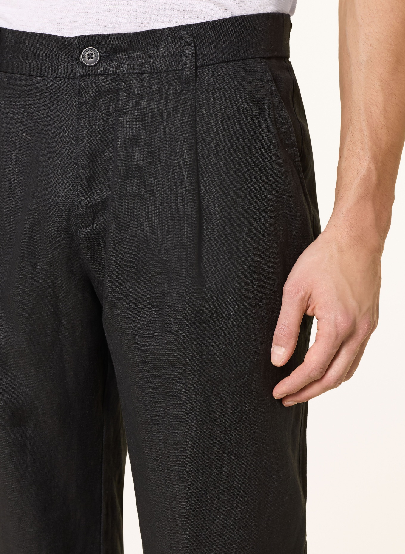 Marc O'Polo Linen chino tapered fit: BLACK