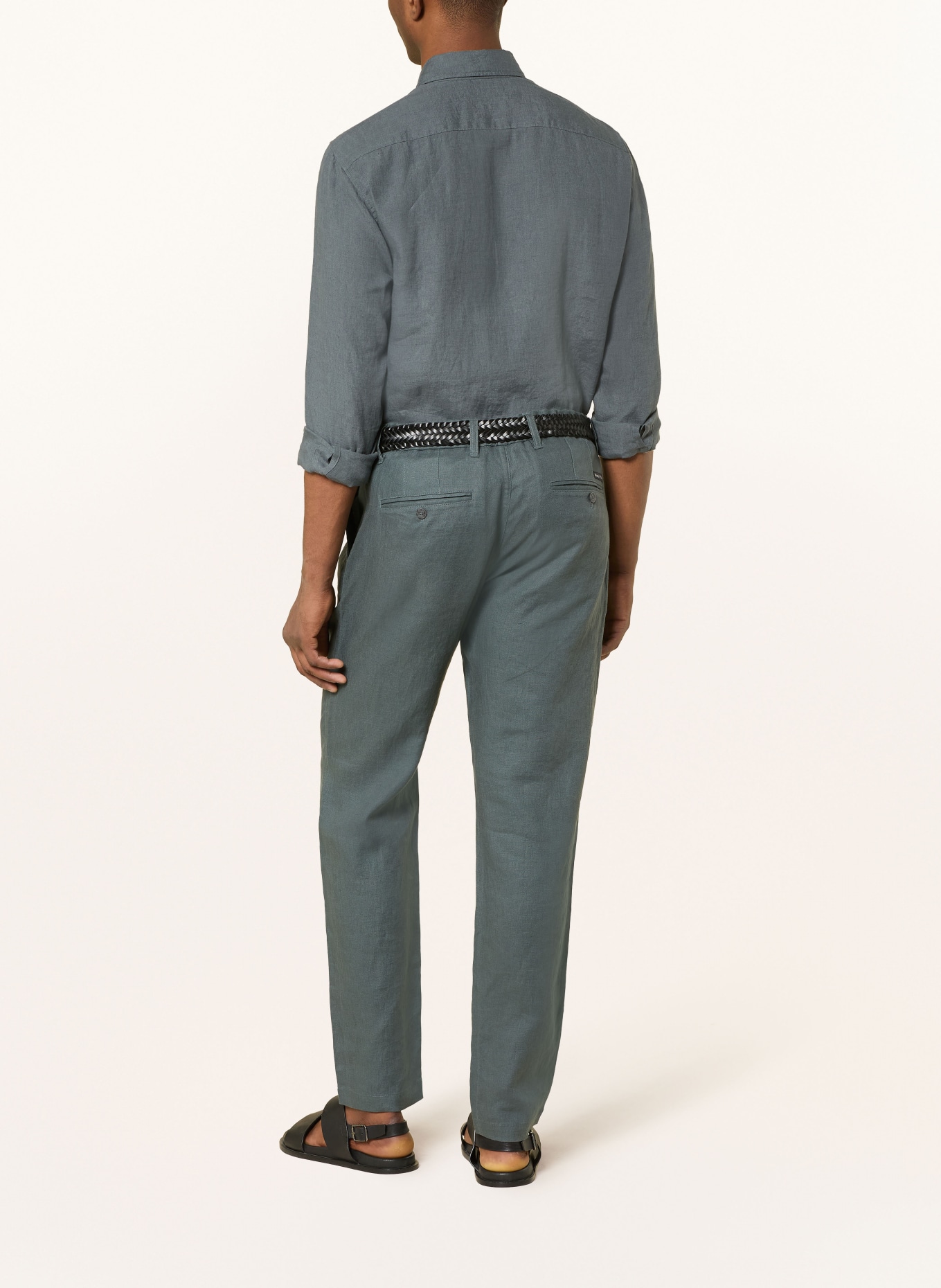 Marc O'Polo Pantalon chino en lin coupe fuselée: GRIS FONCÉ