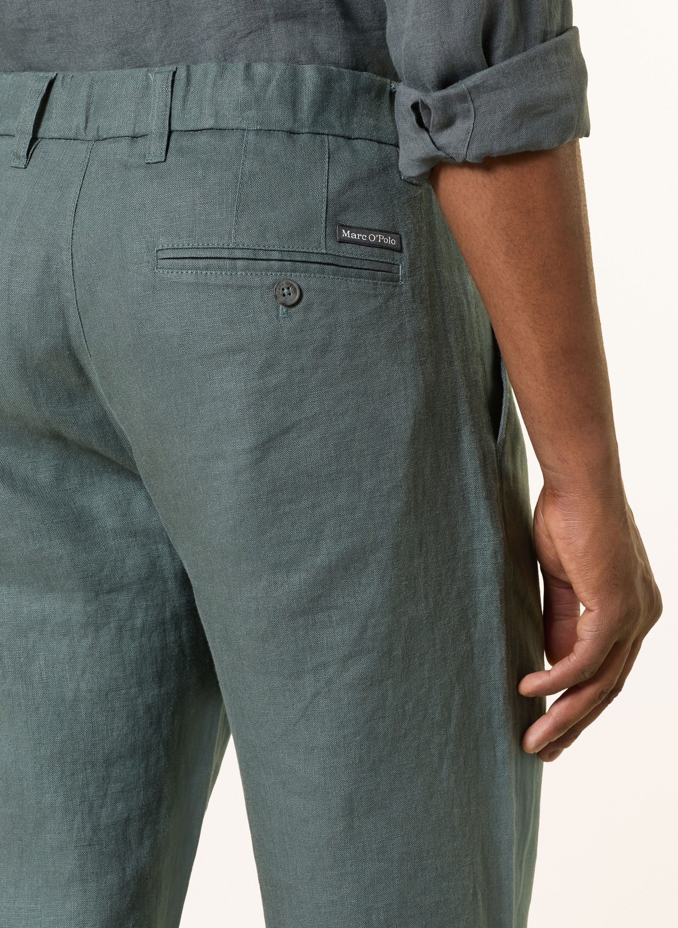 Marc O'Polo Pantalon chino en lin coupe fuselée: GRIS FONCÉ