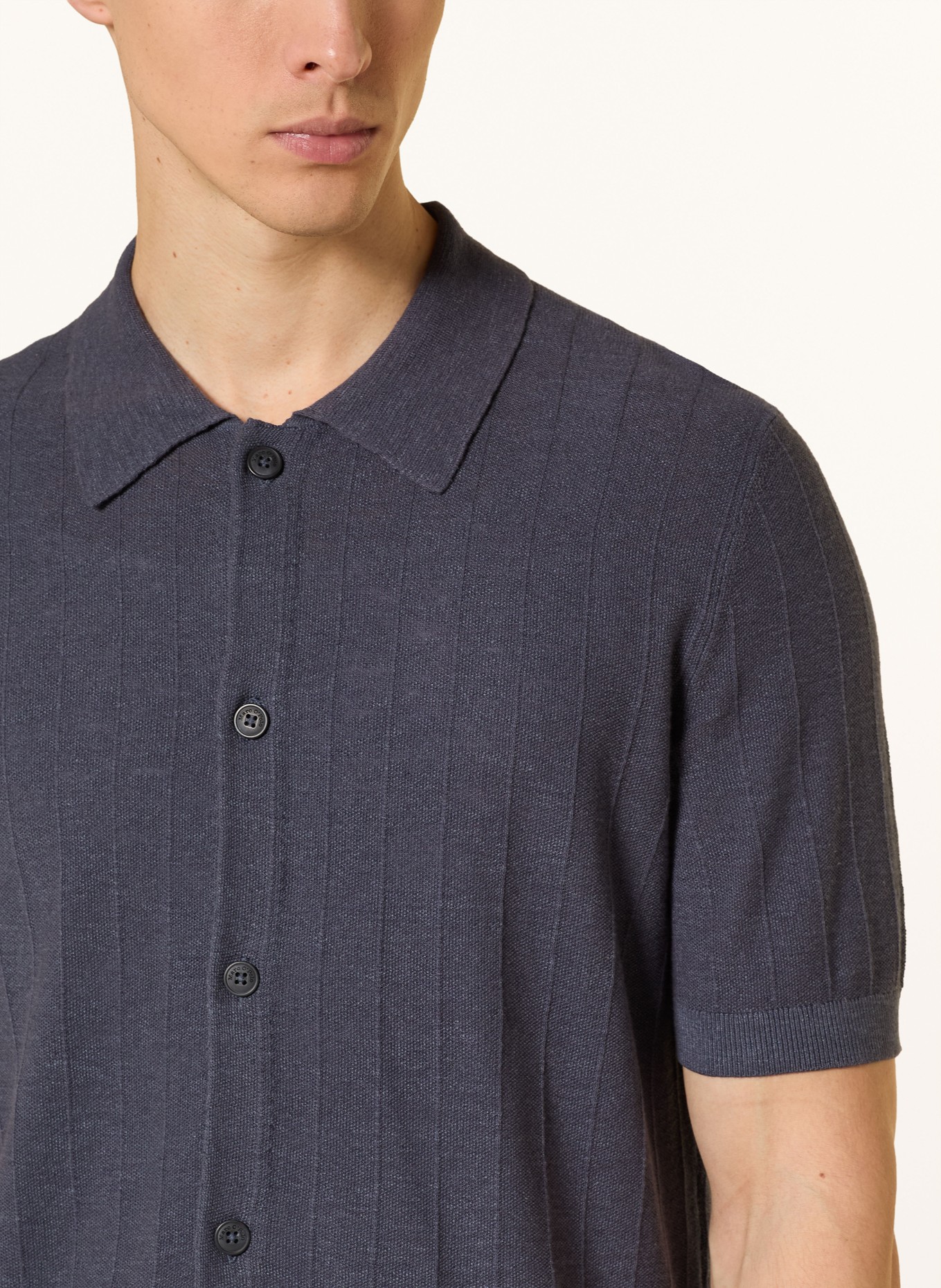 Marc O'Polo Strickhemd Regular Fit: DUNKELBLAU