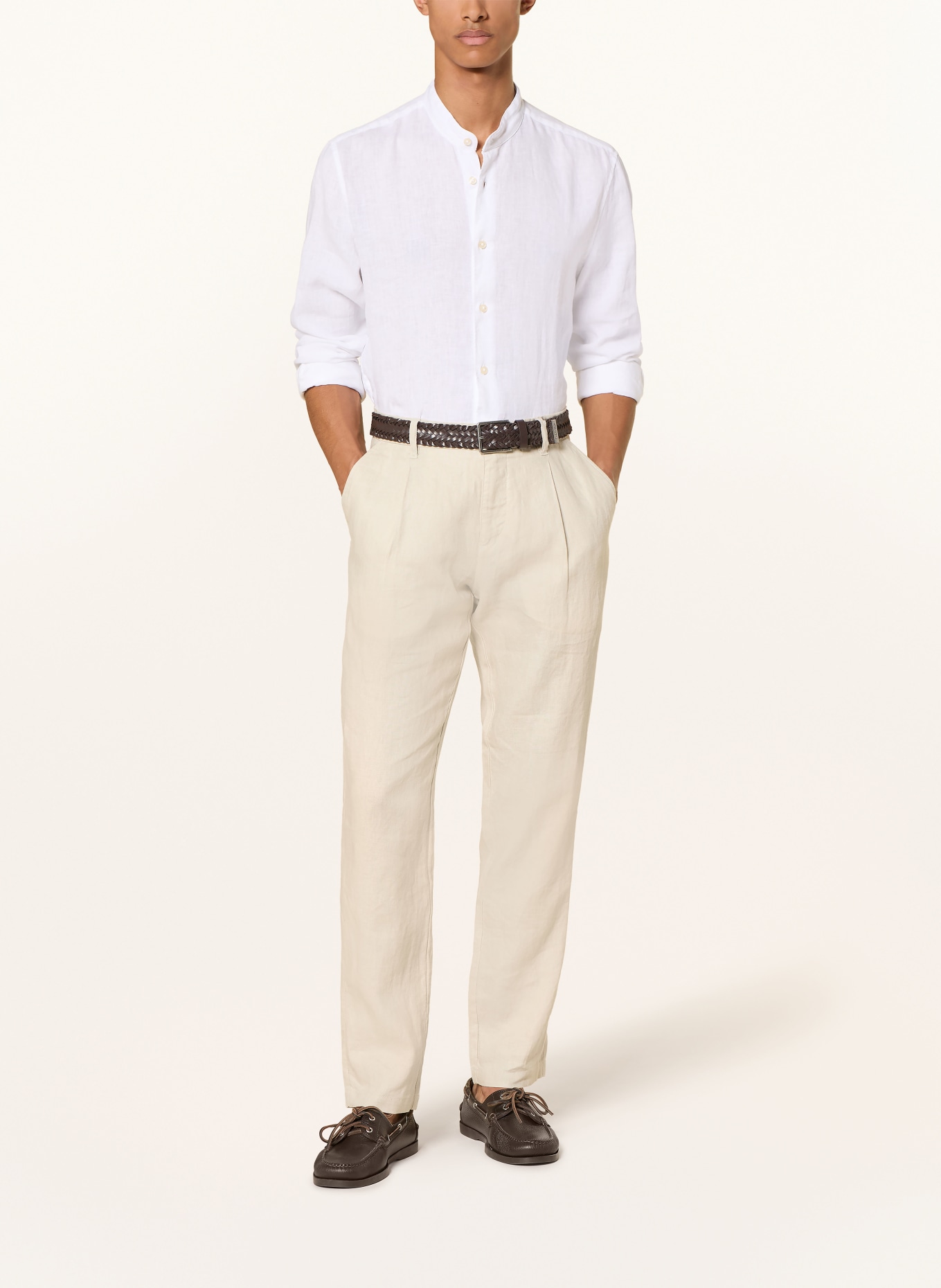 Marc O'Polo Leinenhemd Regular Fit mit Stehkragen: WEISS