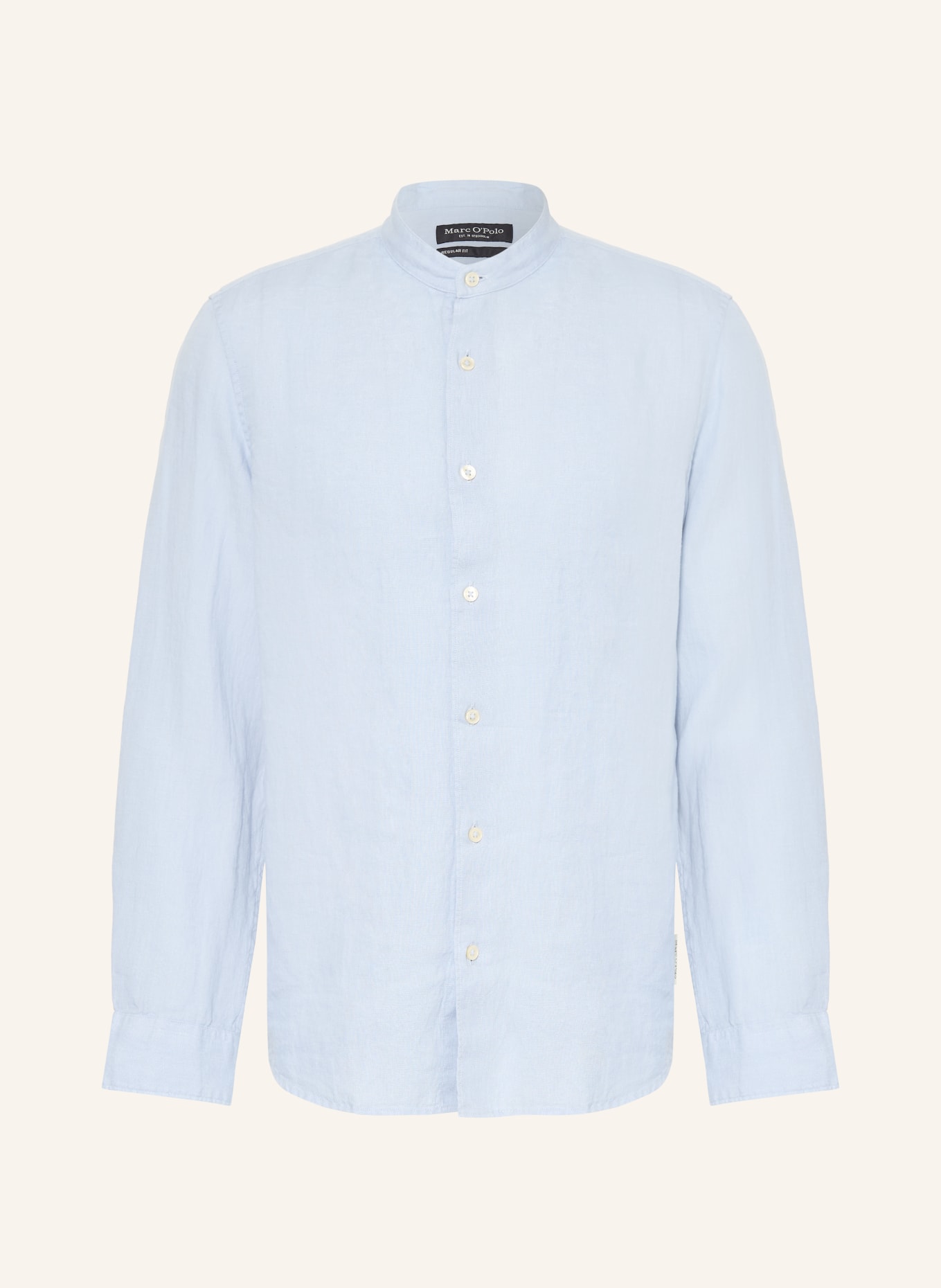 Marc O'Polo Leinenhemd Regular Fit mit Stehkragen: HELLBLAU