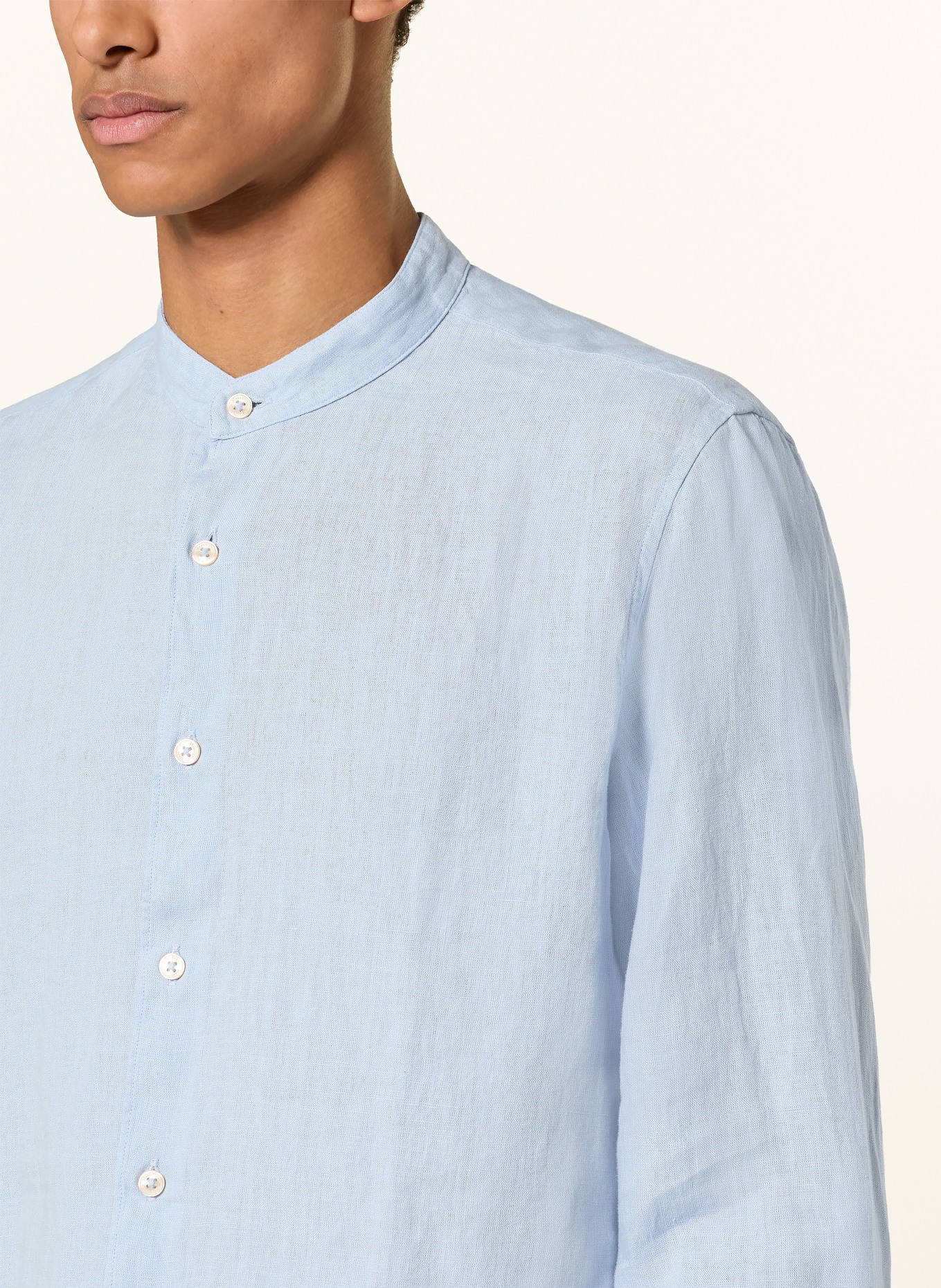 Marc O'Polo Leinenhemd Regular Fit mit Stehkragen: HELLBLAU