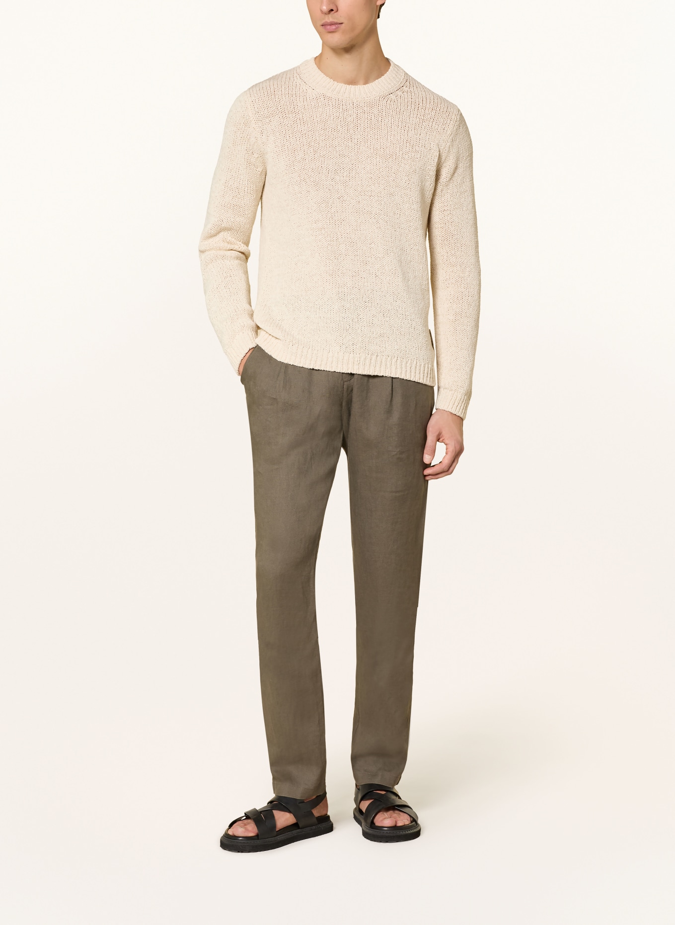 Marc O'Polo OSBY Tapered Fit Linen Chinos: KHAKI