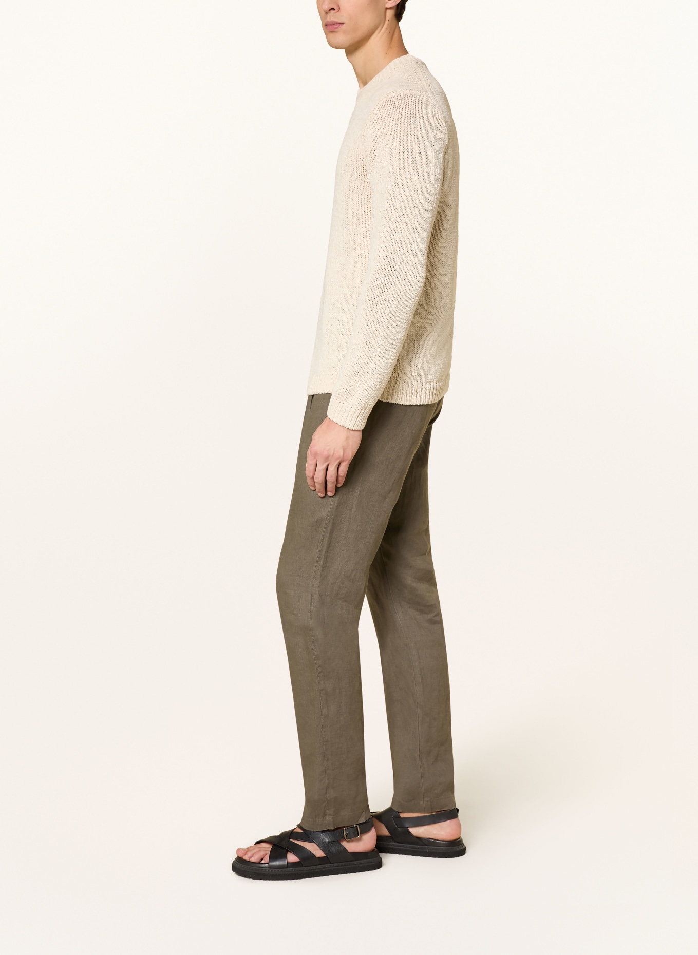 Marc O'Polo OSBY Tapered Fit Linen Chinos: KHAKI