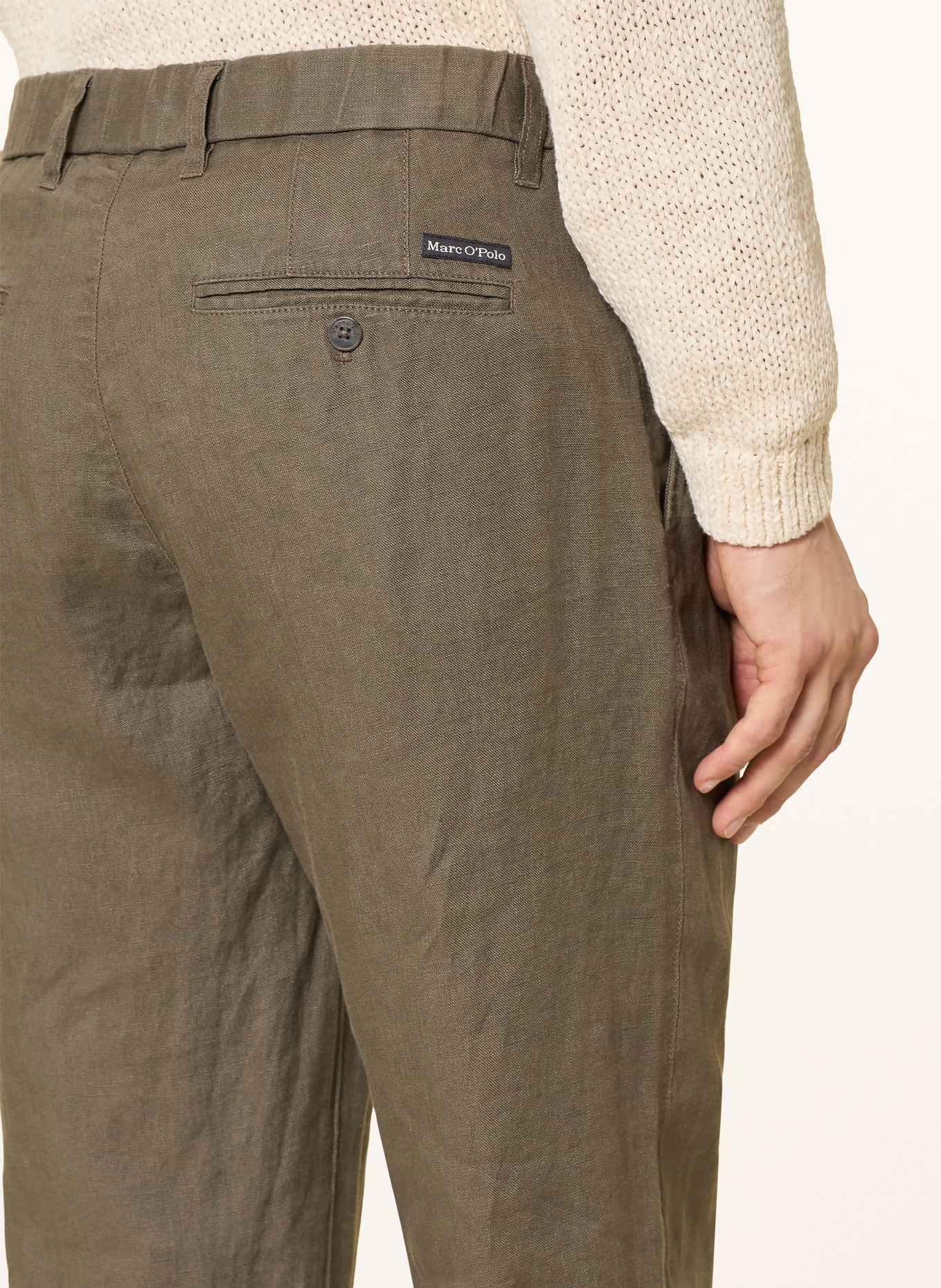 Marc O'Polo OSBY Tapered Fit Linen Chinos: KHAKI