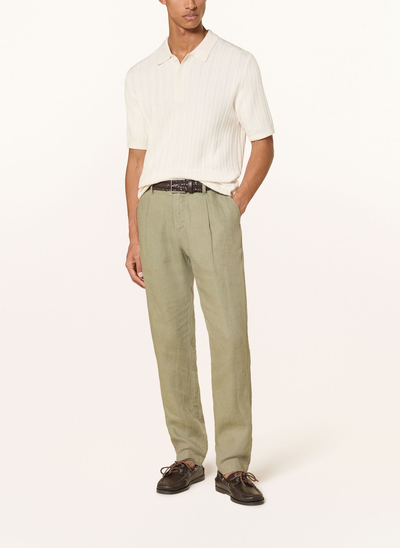 Marc O'Polo Leinenchino OSBY Tapered Fit: KHAKI