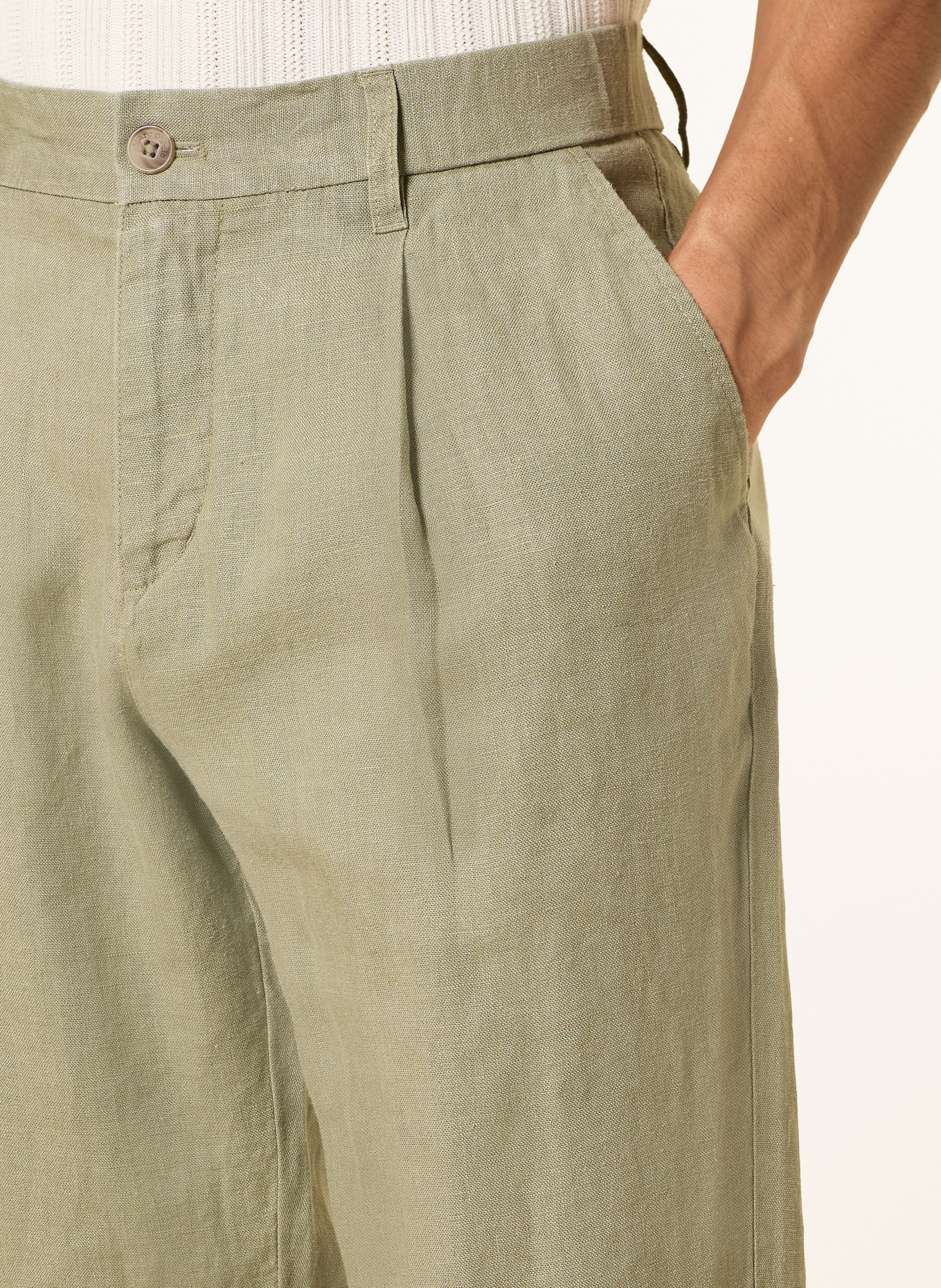 Marc O'Polo Leinenchino OSBY Tapered Fit: KHAKI