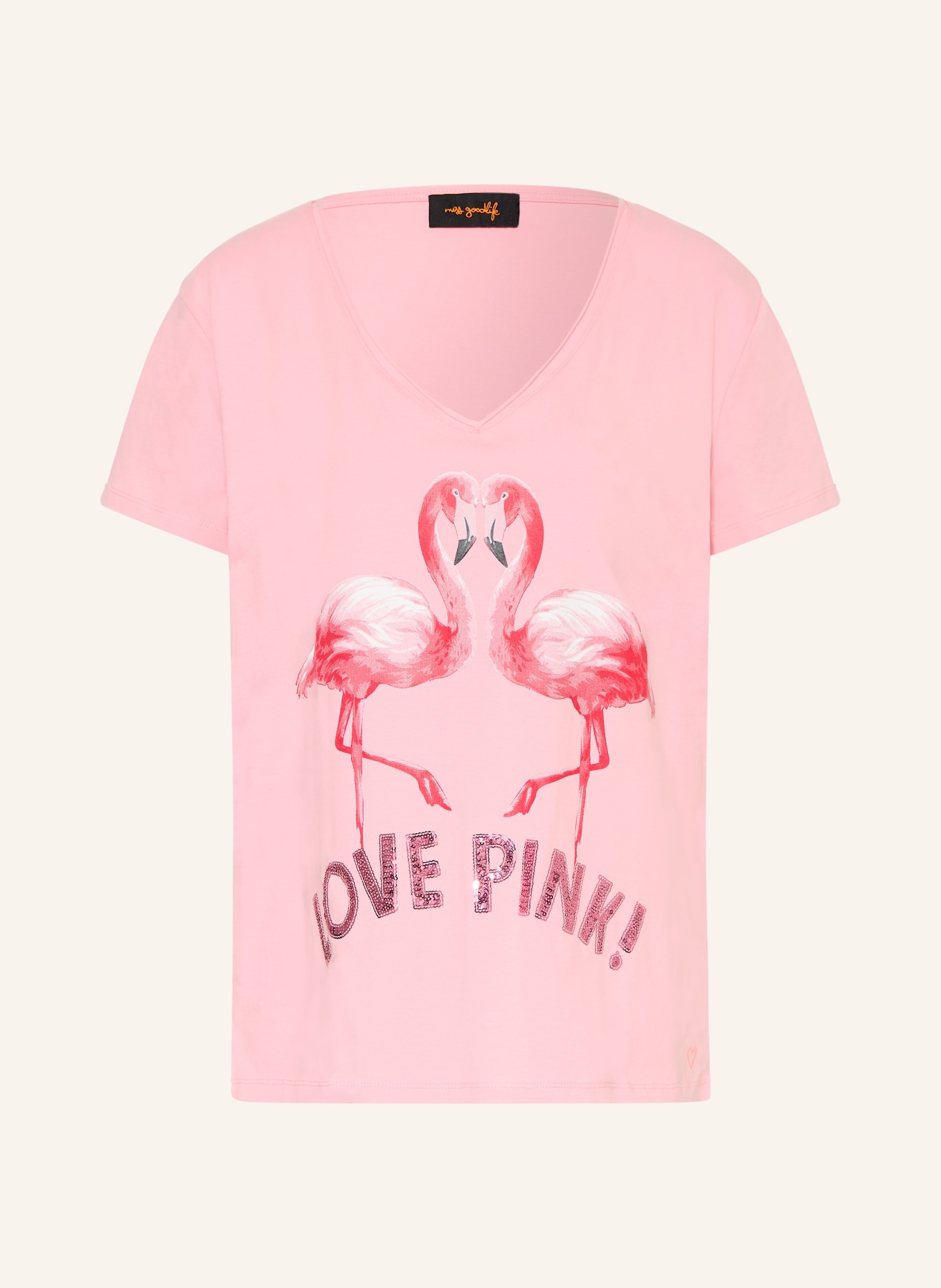 miss goodlife T-shirt met pailletten: ROZE
