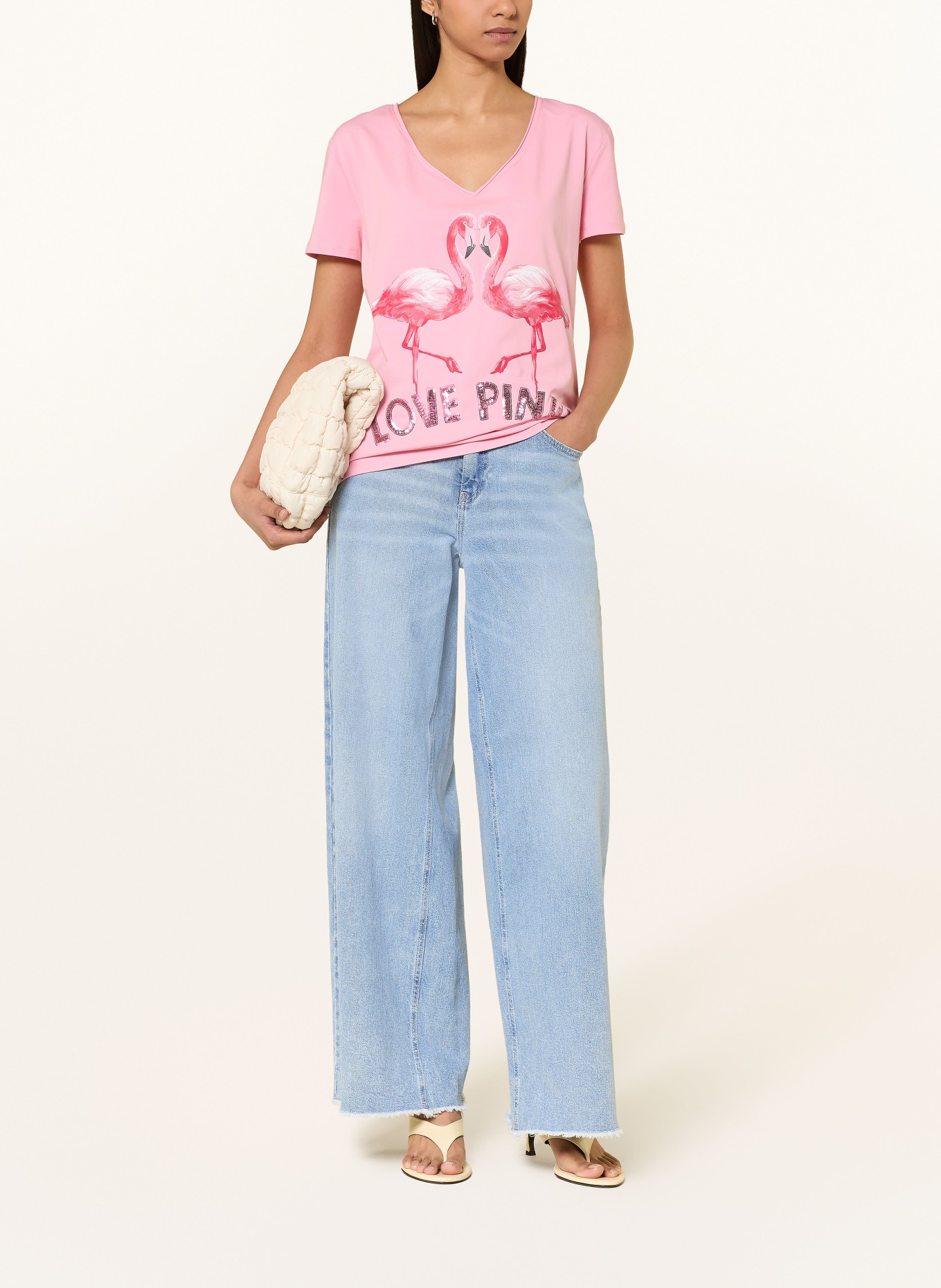 miss goodlife T-shirt met pailletten: ROZE