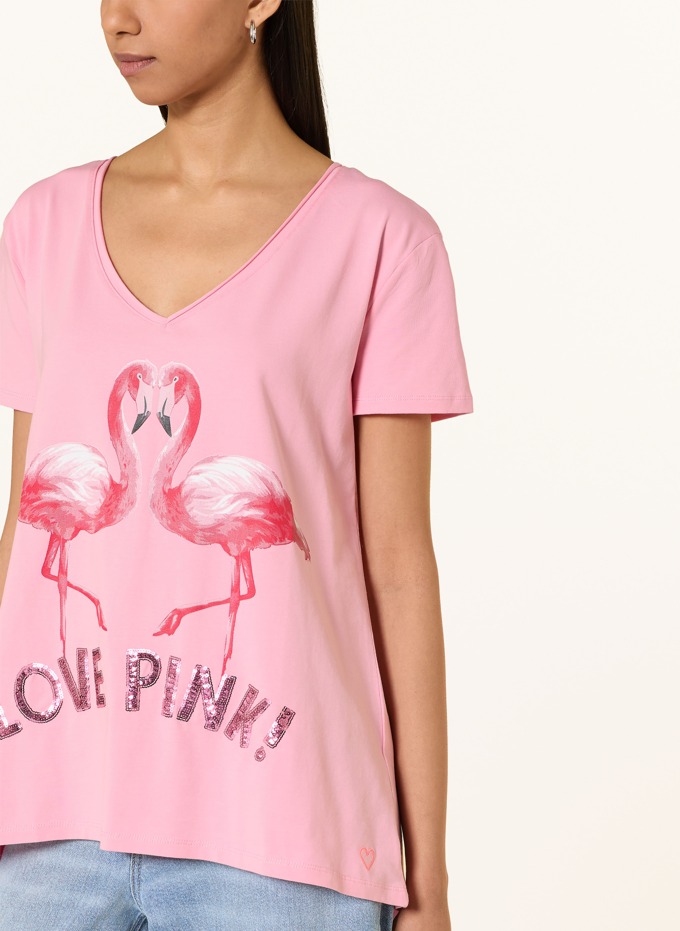 miss goodlife T-shirt met pailletten: ROZE
