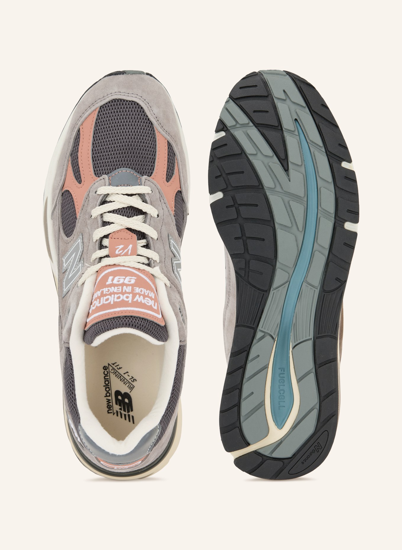 new balance Sneaker MADE IN UK 991 V2: GRAU / DUNKELGRAU / LACHS