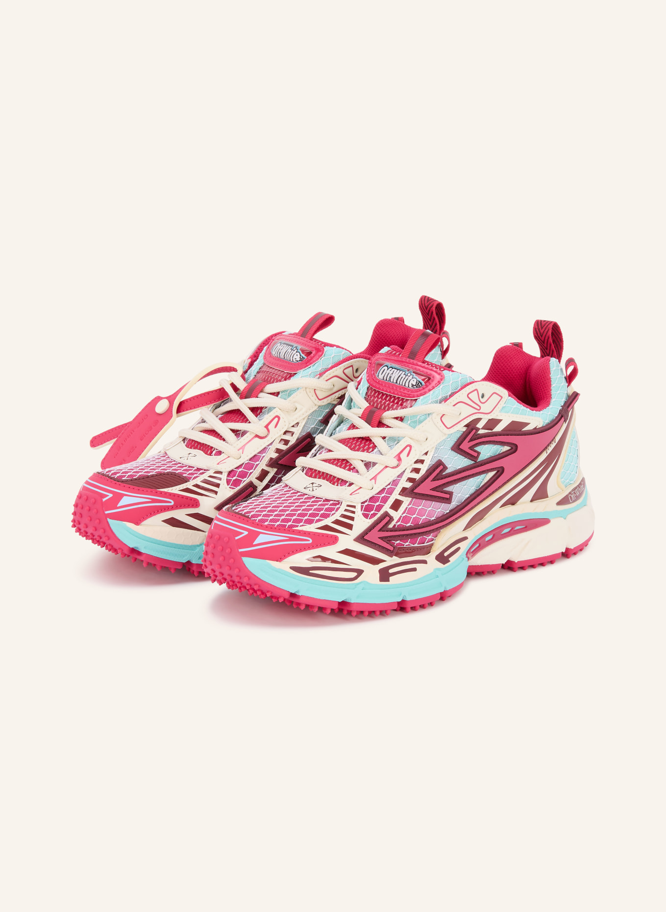 Off-White Sneaker BE RIGHT BACK: DUNKELROT / PINK / TÜRKIS