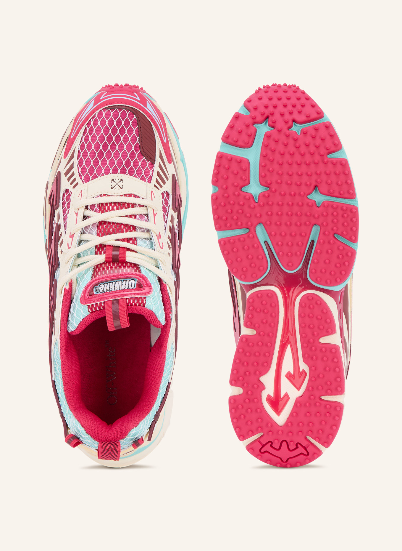 Off-White Sneaker BE RIGHT BACK: DUNKELROT / PINK / TÜRKIS