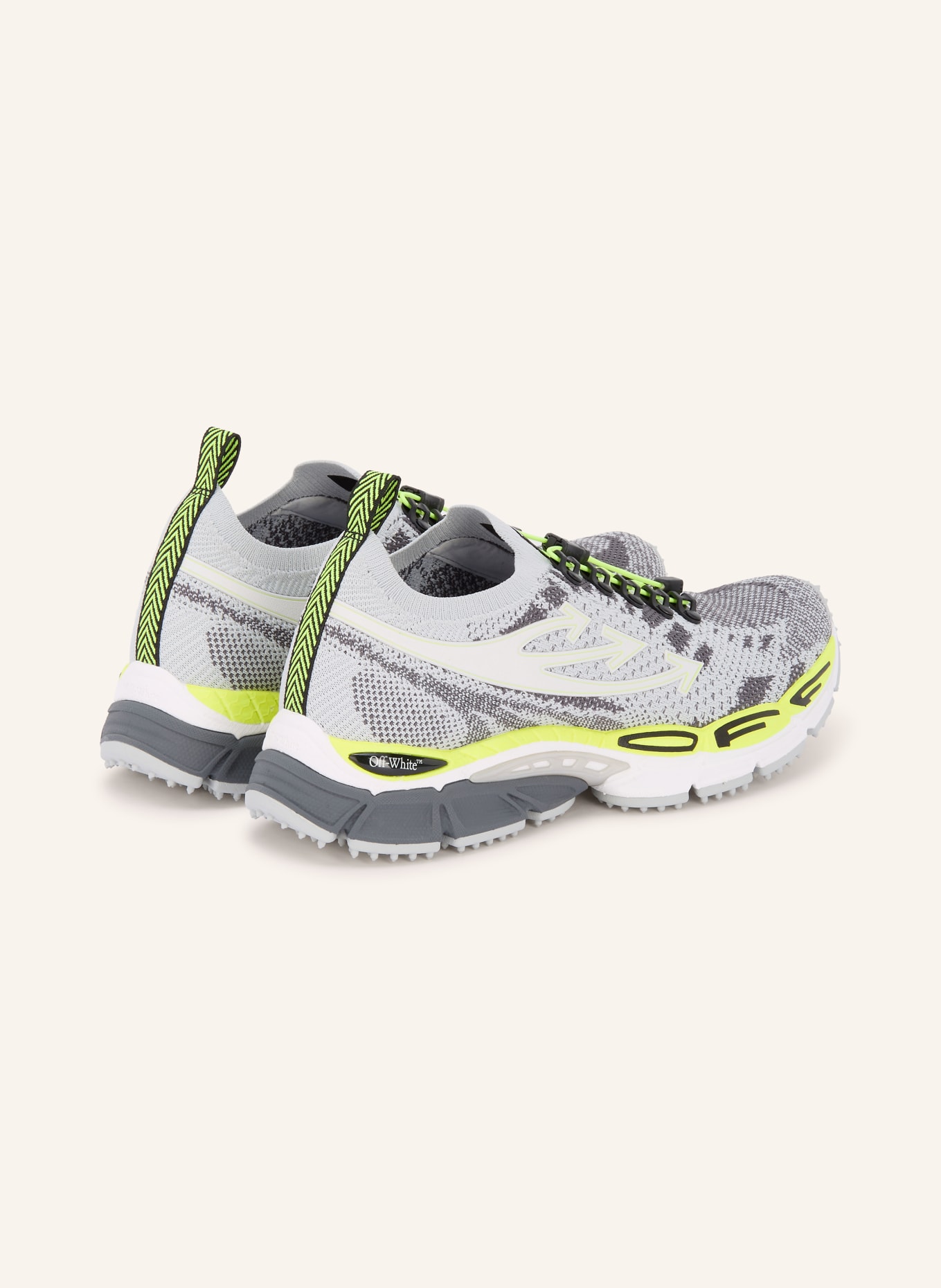 Off-White Sneaker BE RIGHT BACK KNIT: GRAU / GRAU / NEONGELB