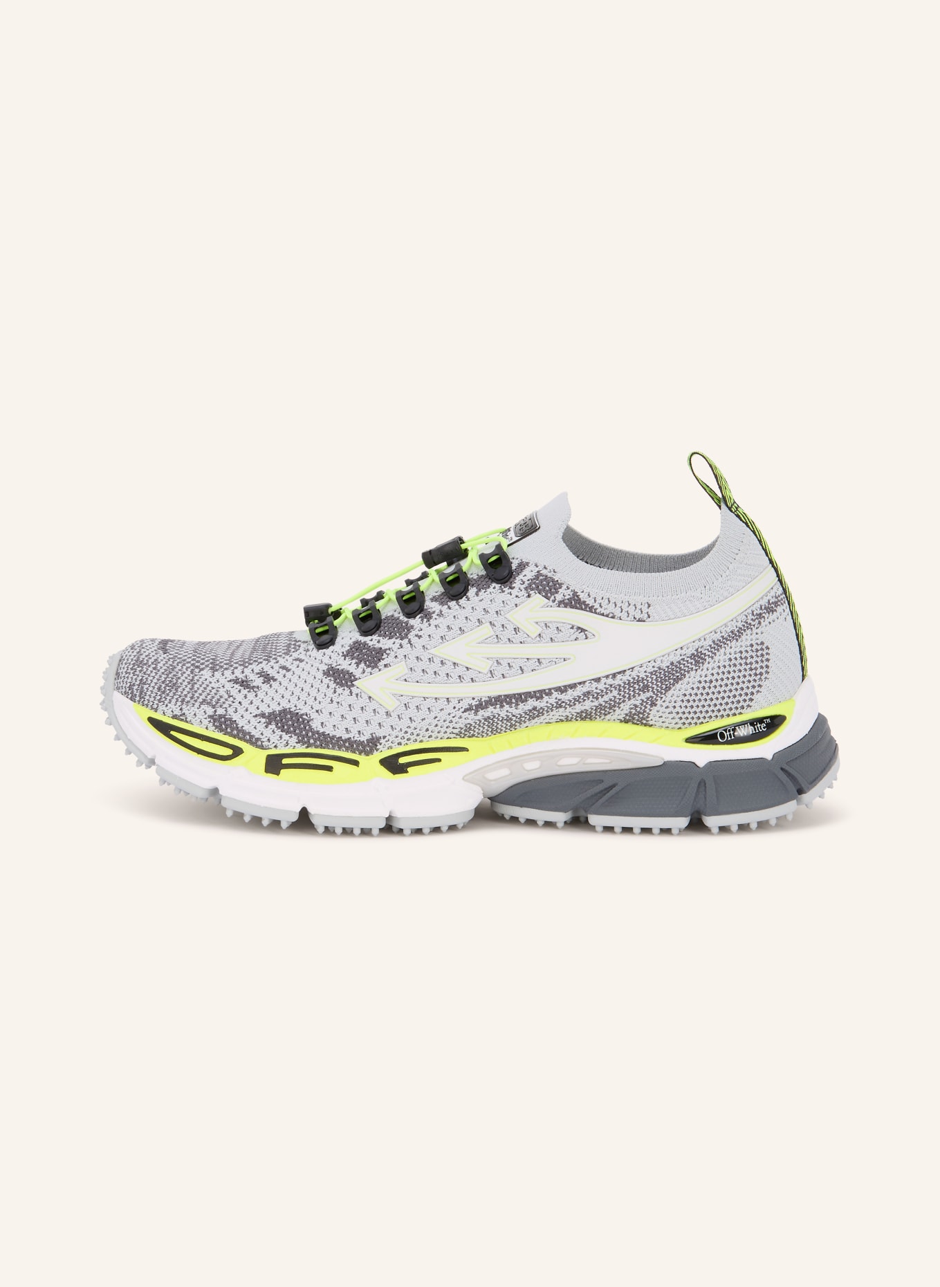Off-White Sneaker BE RIGHT BACK KNIT: GRAU / GRAU / NEONGELB