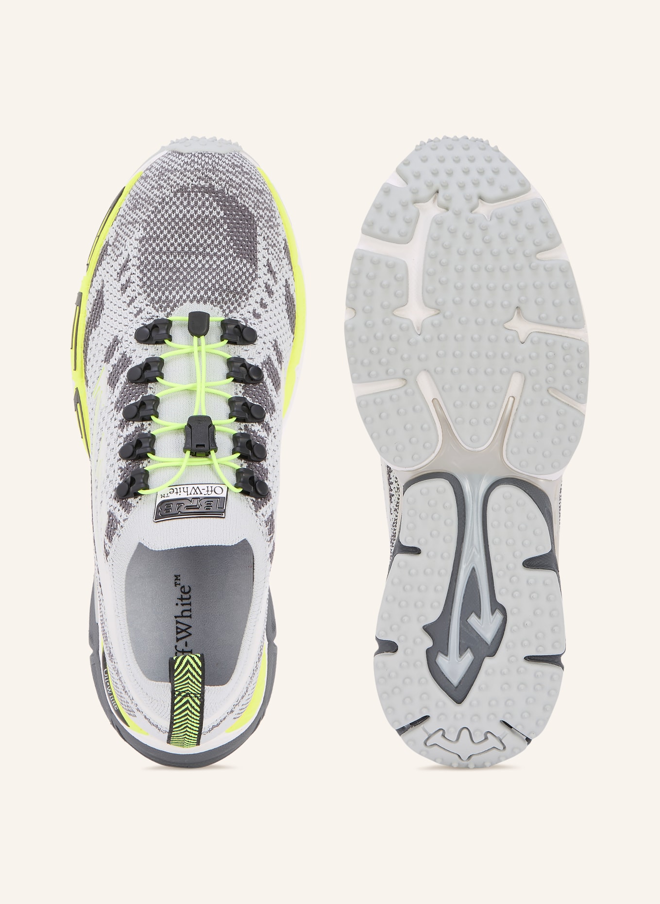 Off-White Sneaker BE RIGHT BACK KNIT: GRAU / GRAU / NEONGELB
