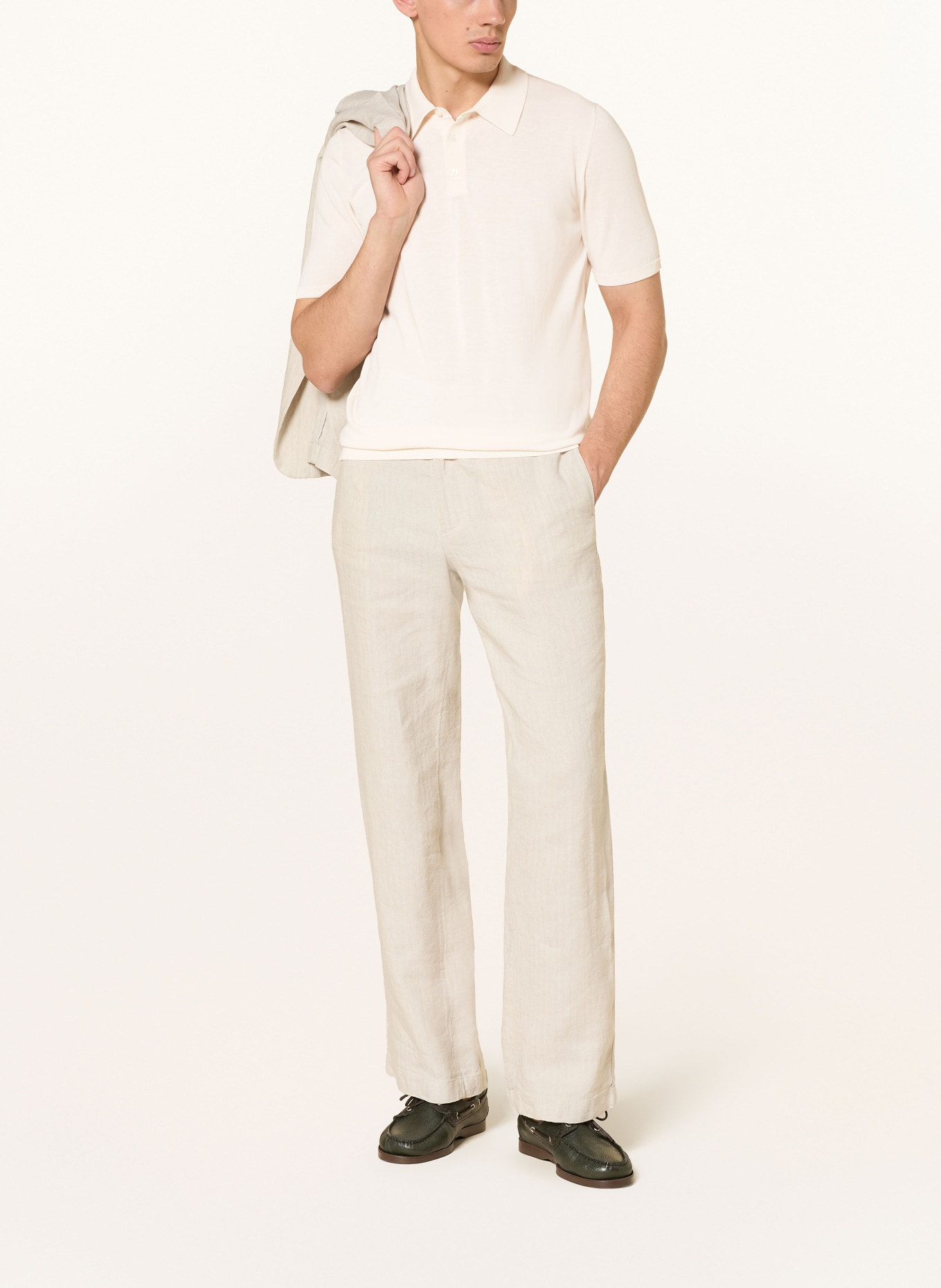 roberto collina Gebreid poloshirt: ECRU