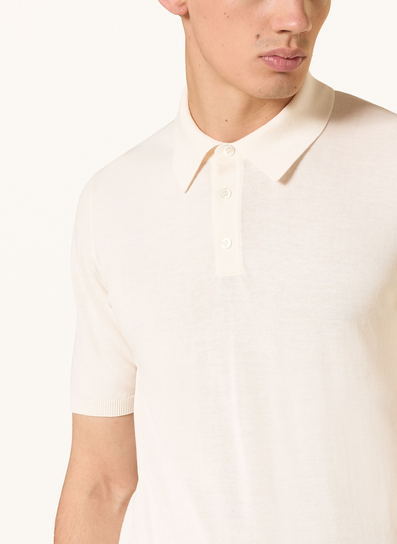 roberto collina Gebreid poloshirt: ECRU