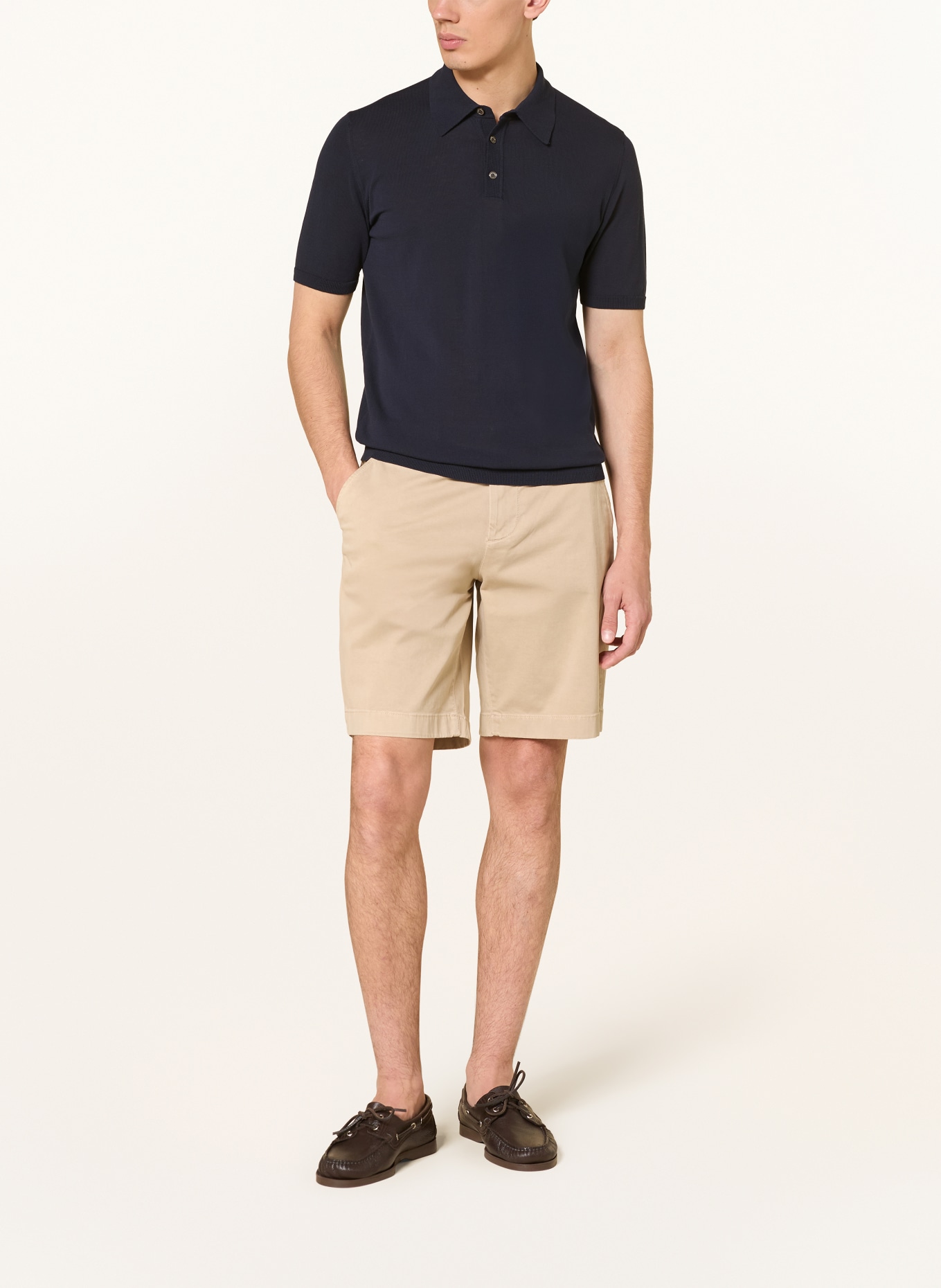 roberto collina Gebreid poloshirt: DONKERBLAUW