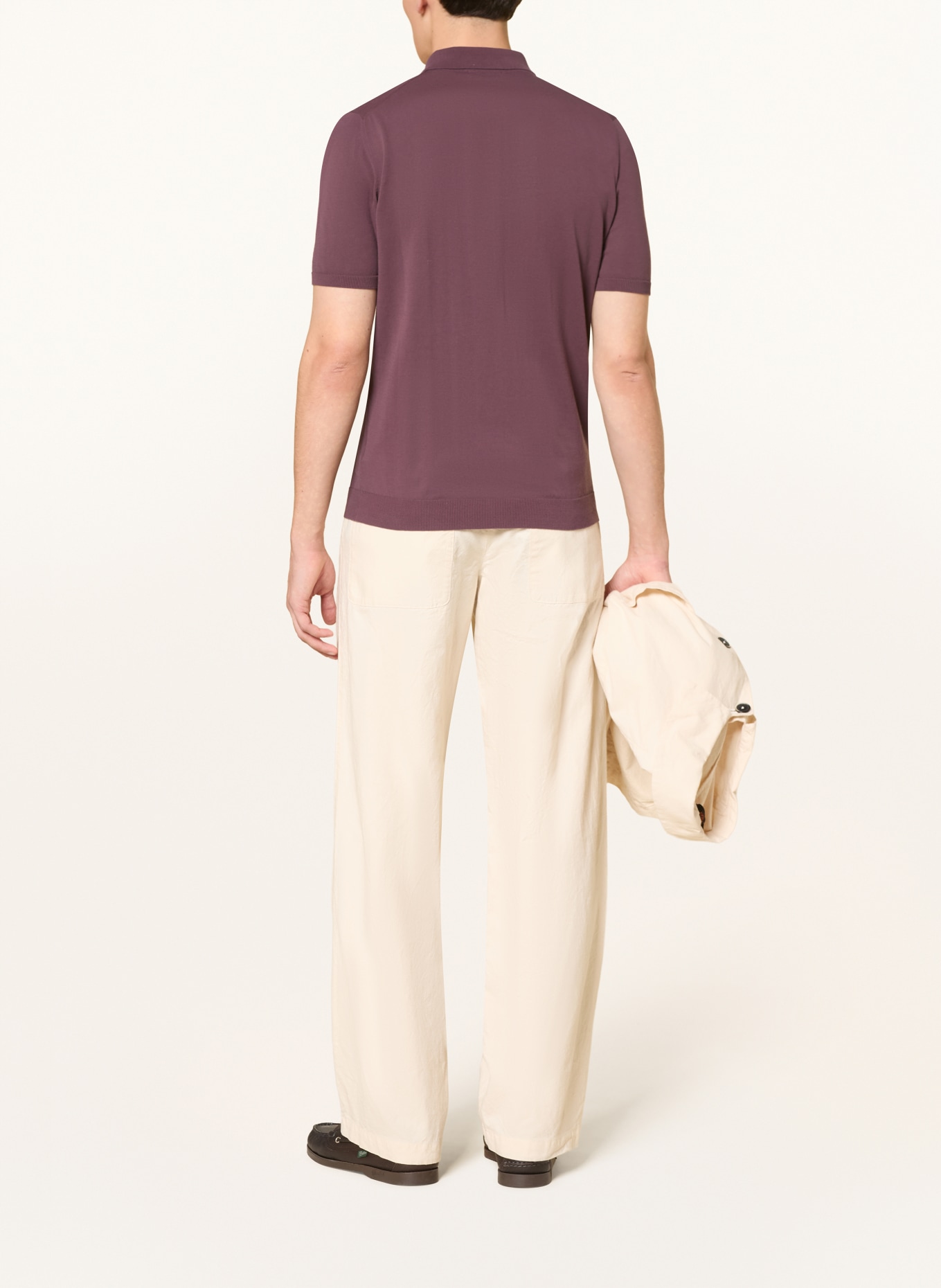 roberto collina Gebreid poloshirt: DONKERROOD