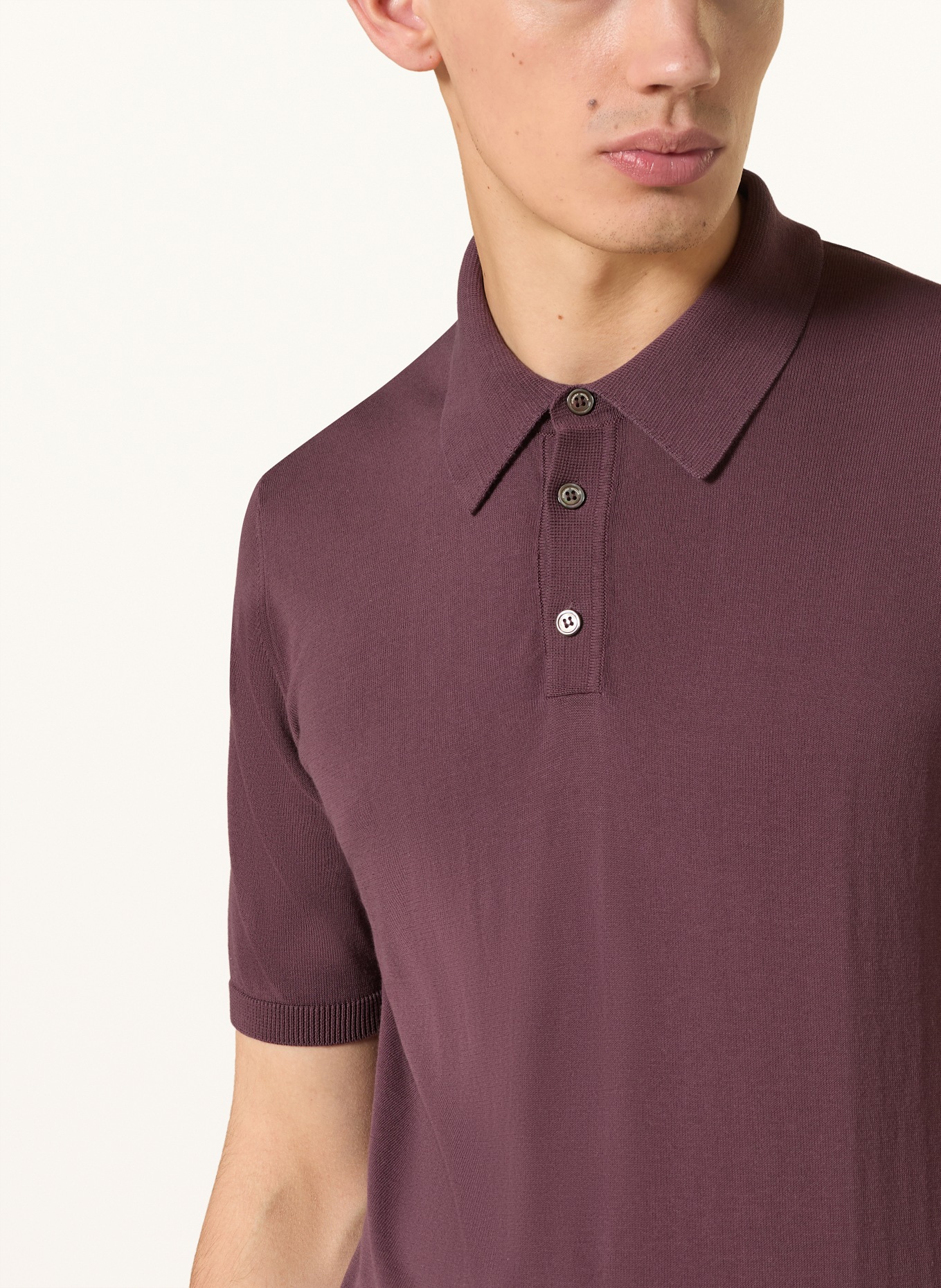 roberto collina Gebreid poloshirt: DONKERROOD