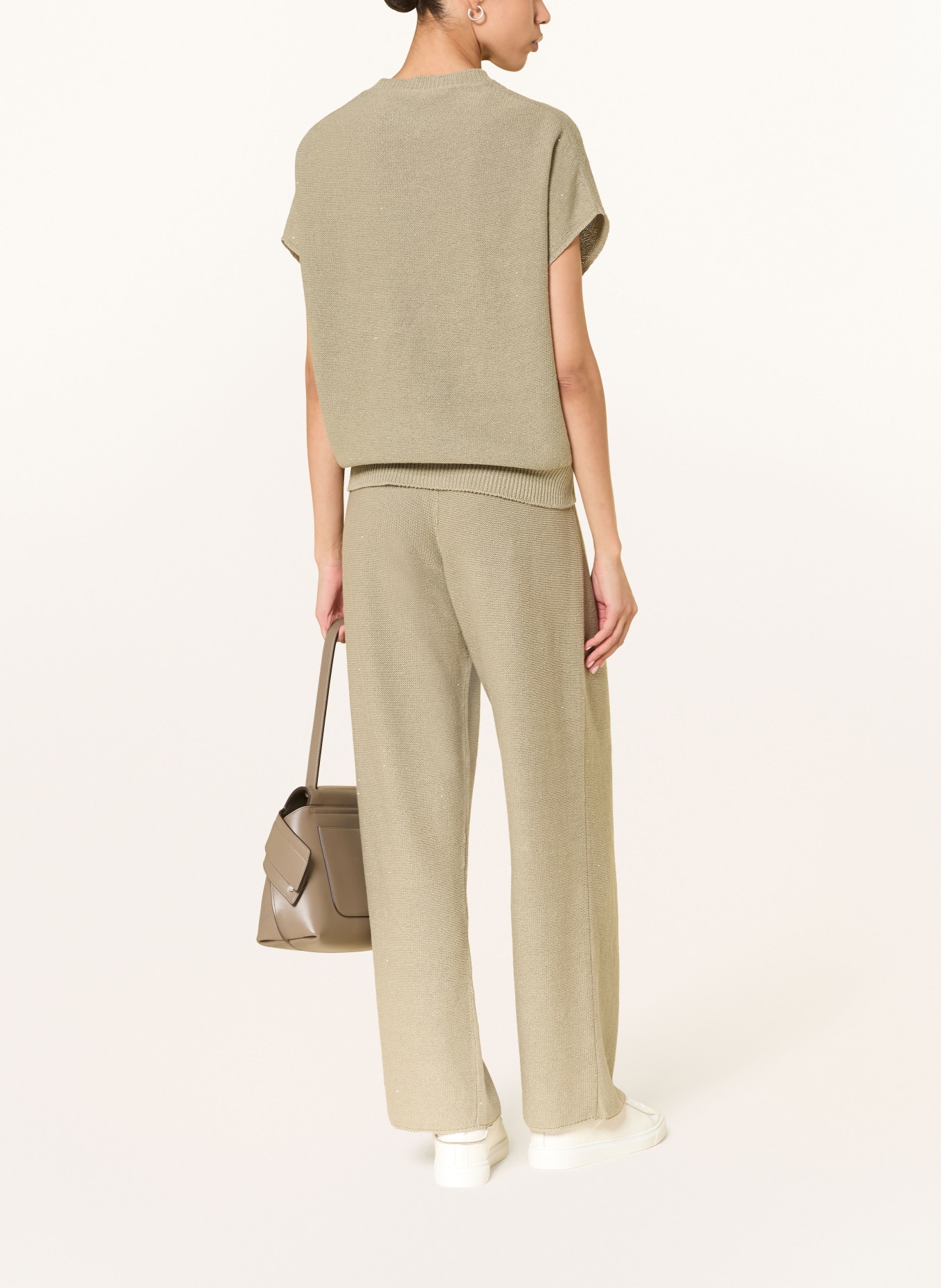 FABIANA FILIPPI Strickhose mit Leinen und Pailletten: KHAKI