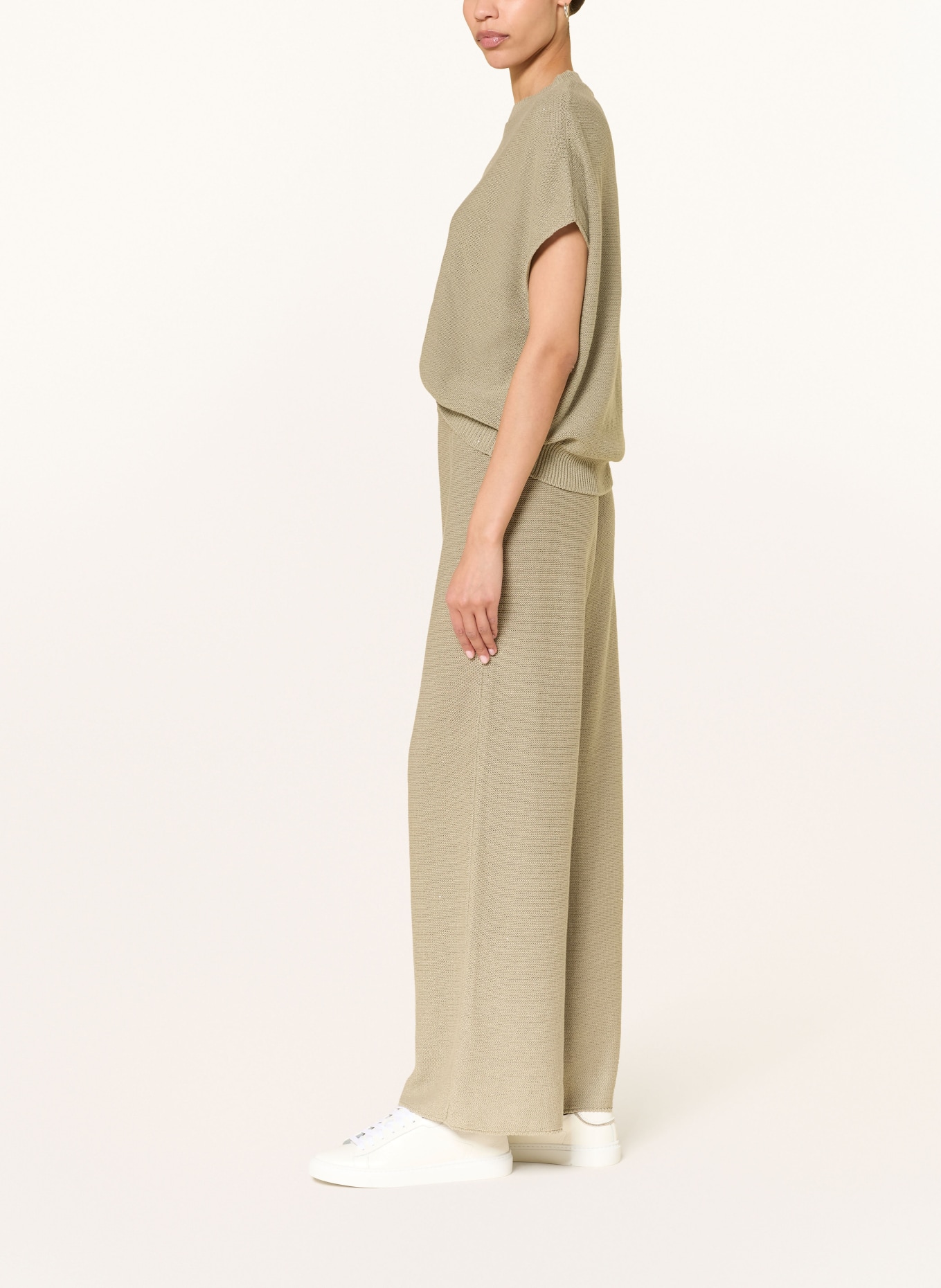 FABIANA FILIPPI Strickhose mit Leinen und Pailletten: KHAKI