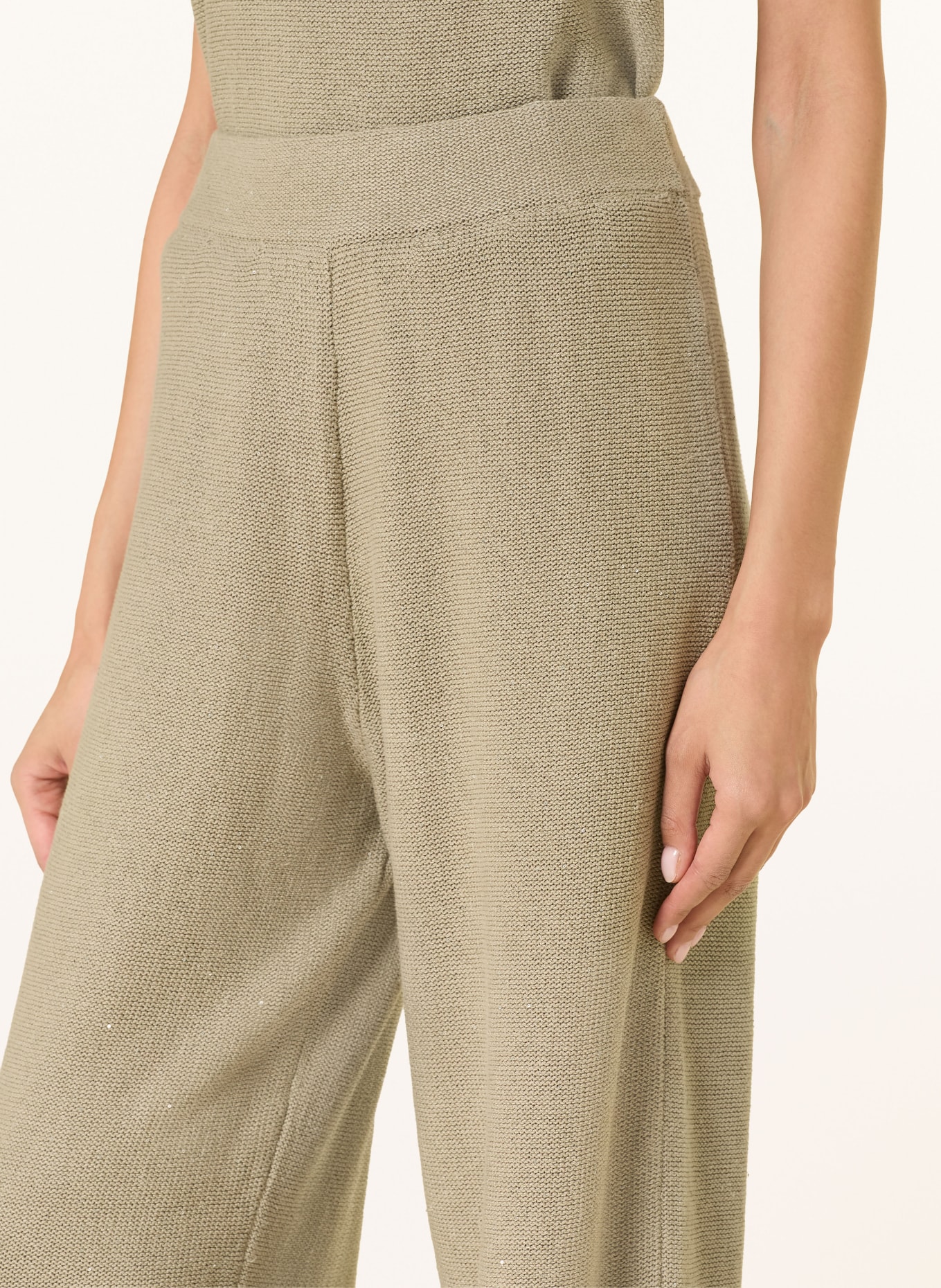 FABIANA FILIPPI Strickhose mit Leinen und Pailletten: KHAKI