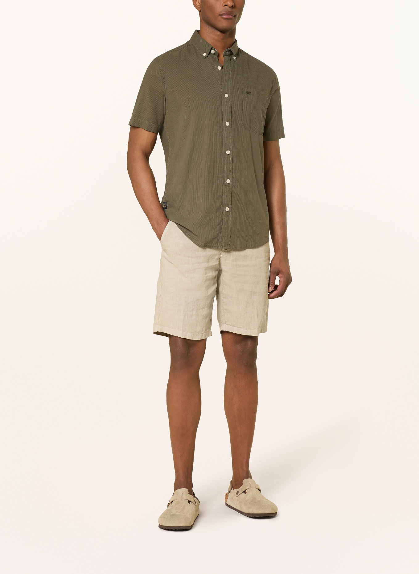 camel active Kurzarm-Hemd Regular Fit: KHAKI