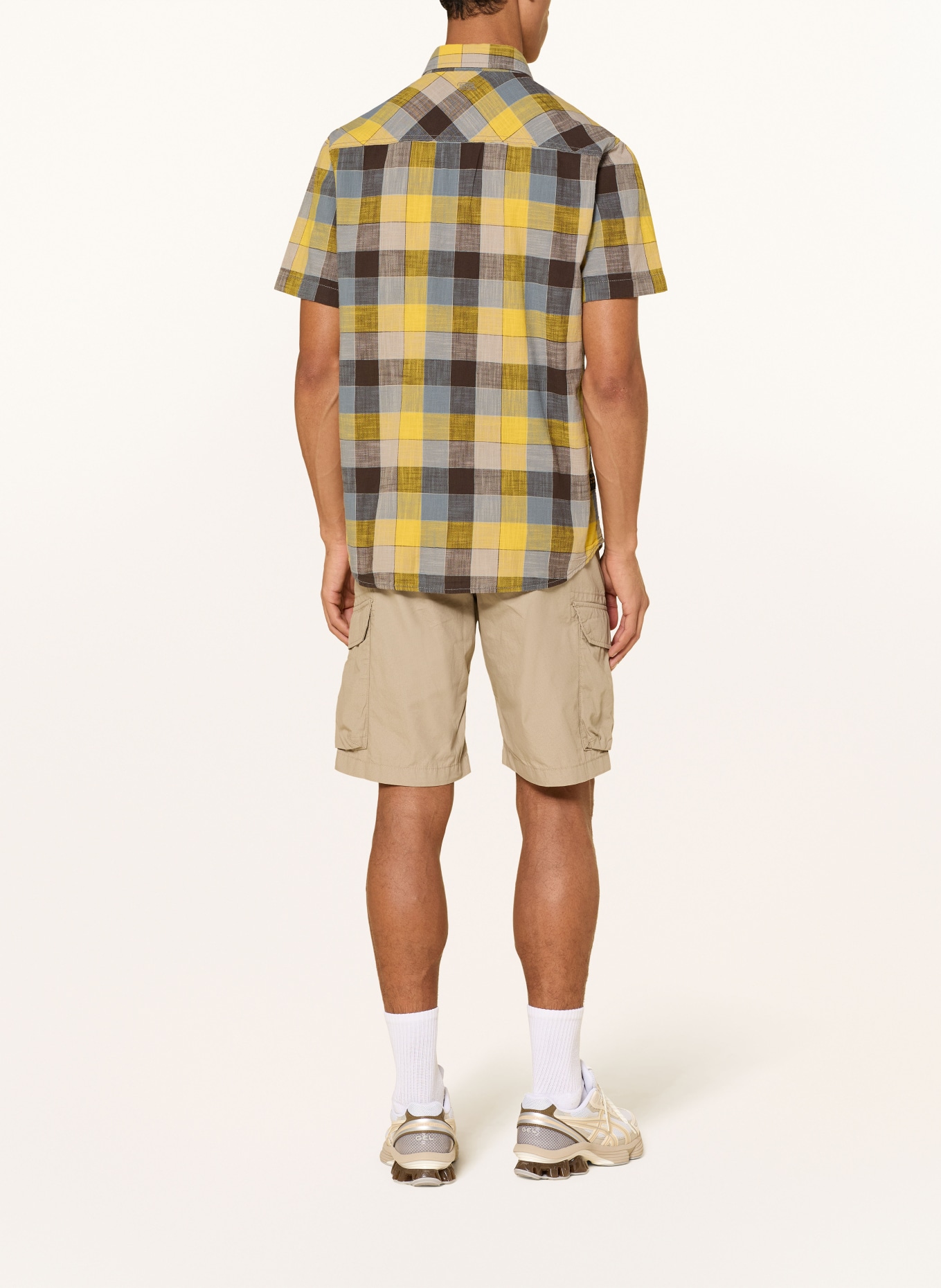 camel active Kurzarm-Hemd Regular Fit: DUNKELGELB / TAUPE / GRAU